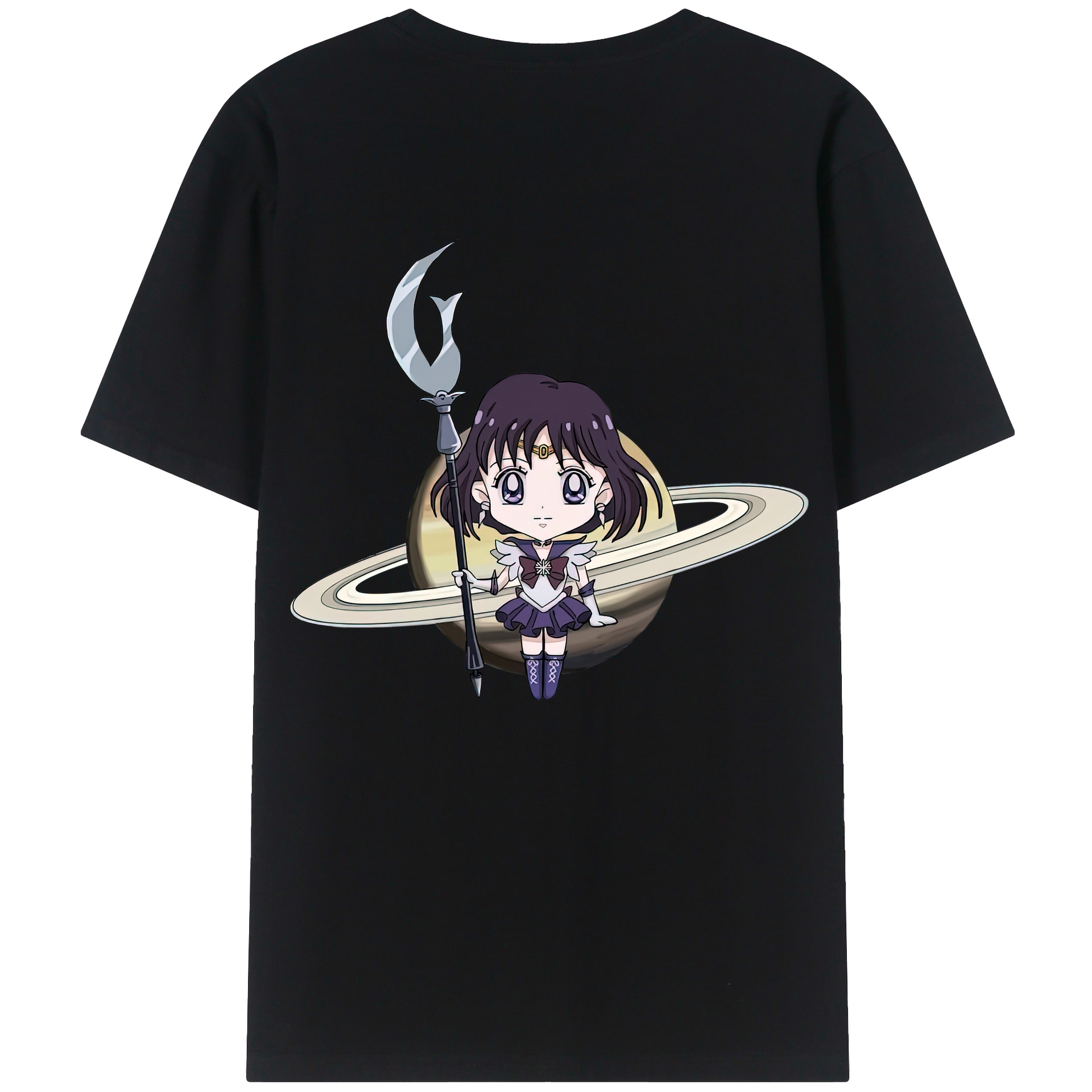 （画像用） 美少女戦士セーラームーン 土萠ほたる Sailor Moon Tomoe Hotaru （セーラーサターン；Sailor Saturn） 綿100％半袖Tシャツ（背面プリント）