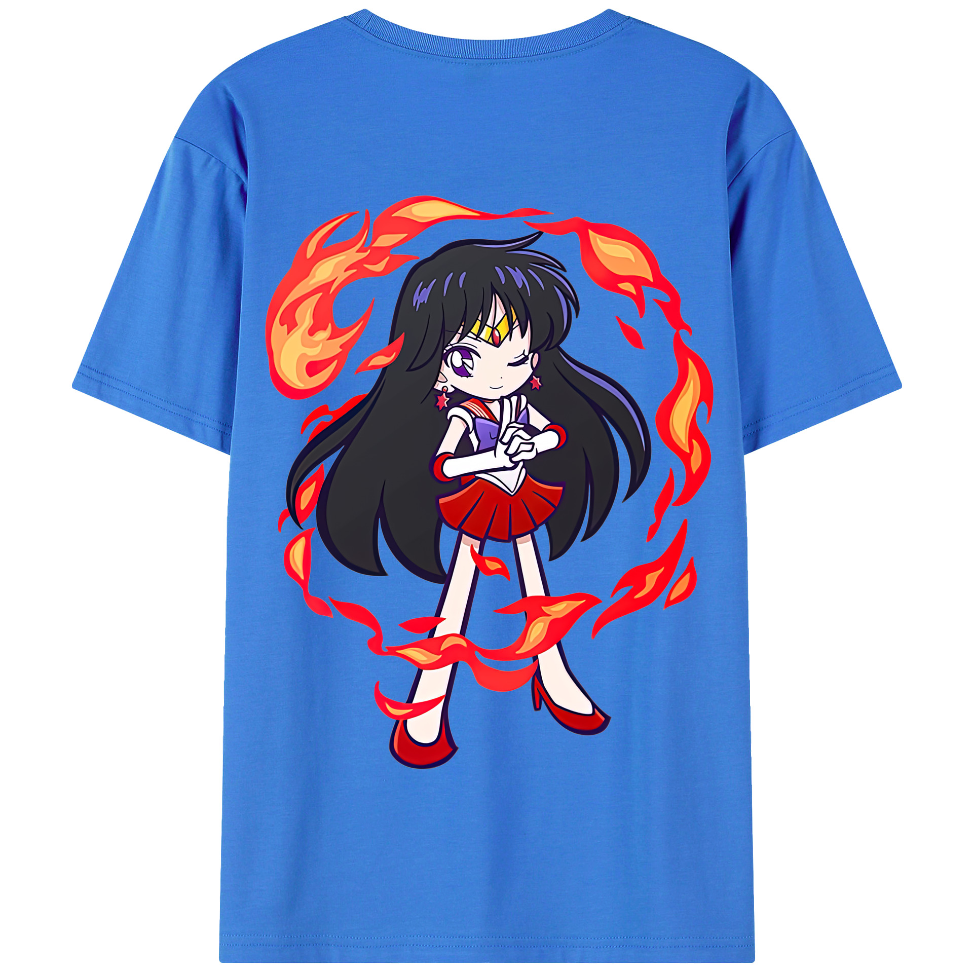 （画像用） 美少女戦士セーラームーン 火野レイ ひの レイ Sailor Moon Hino Rei （セーラーマーズ,Sailor Mars） 綿100％半袖Tシャツ（背面プリント）