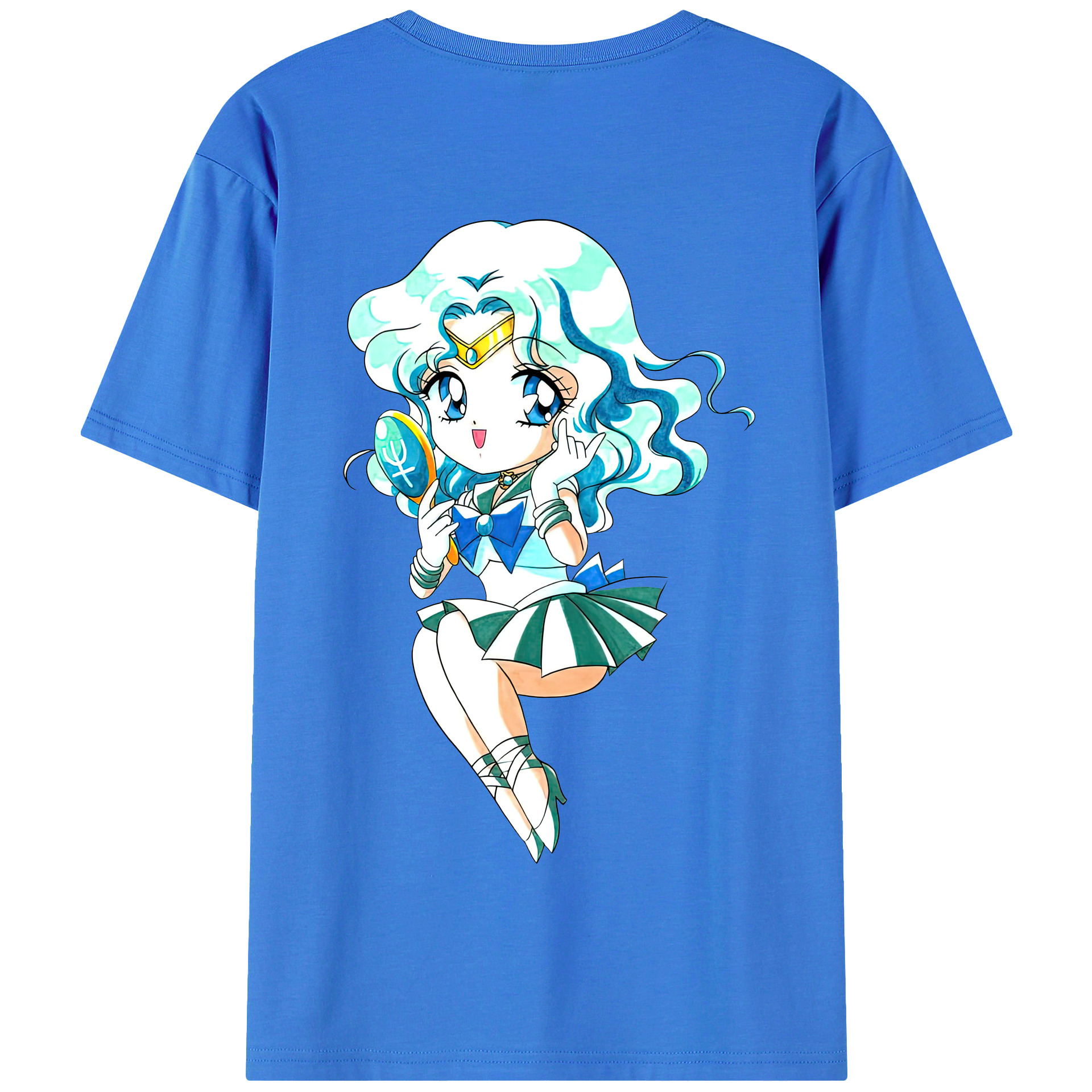 （画像用） 美少女戦士セーラームーン 海王 みちる（かいおう みちる） Sailor Moon Kaiou Michiru 綿100％半袖Tシャツ（背面プリント）
