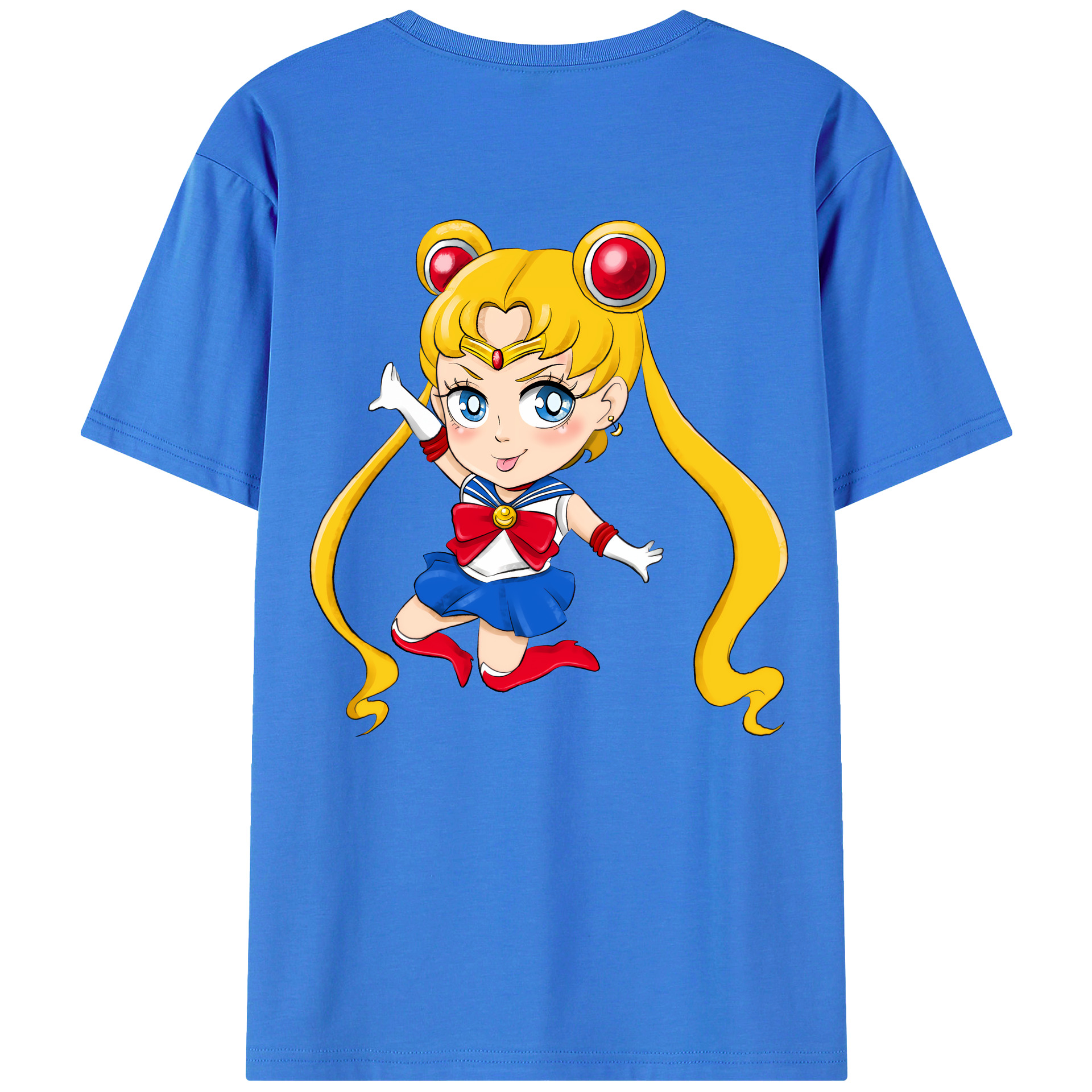 （画像用） 美少女戦士セーラームーン 月野 うさぎ つきの うさぎ Sailor Moon Tsukino Usagi 綿100％半袖Tシャツ（背面プリント）