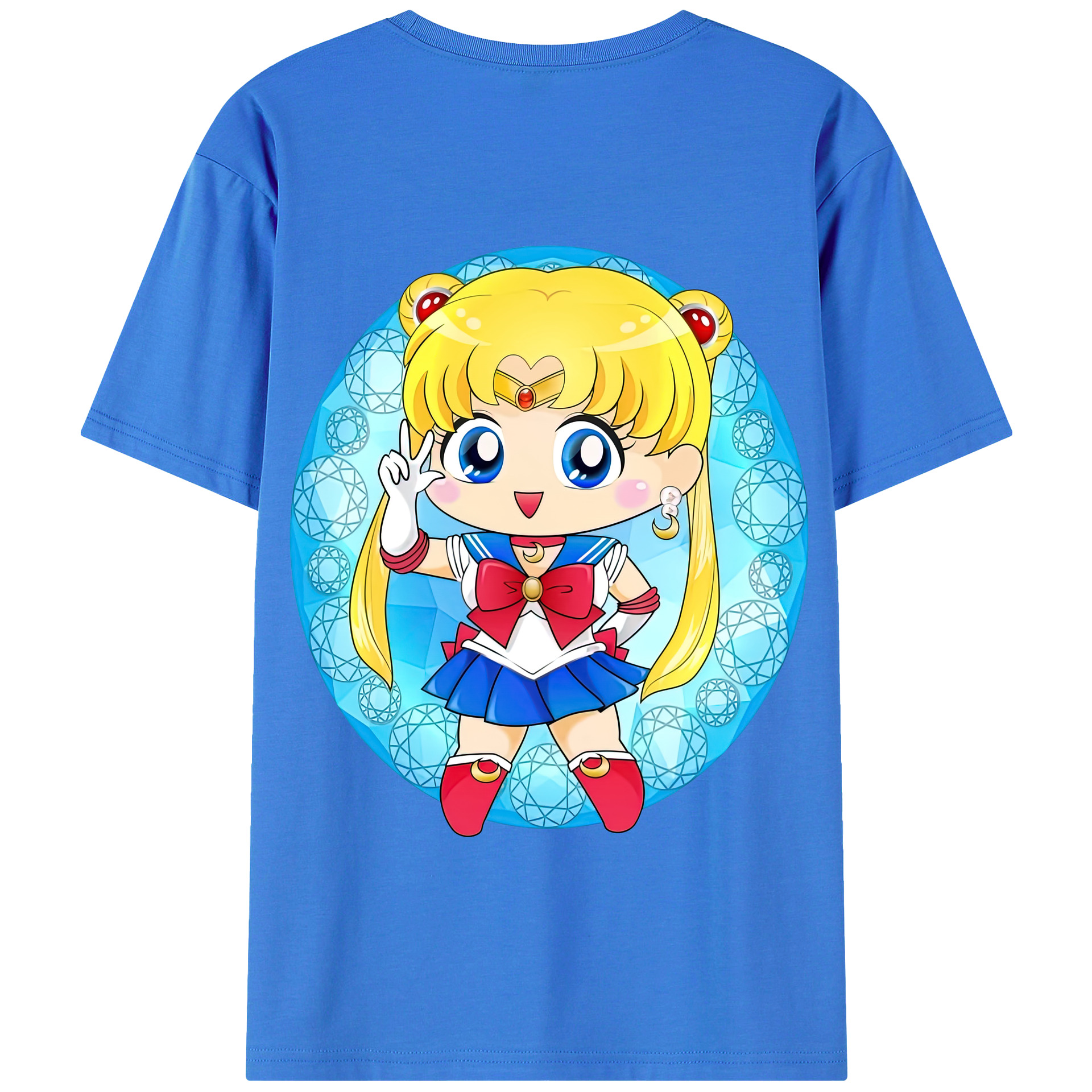 （画像用） 美少女戦士セーラームーン 月野 うさぎ つきの うさぎ Sailor Moon Tsukino Usagi 綿100％半袖Tシャツ（背面プリント）