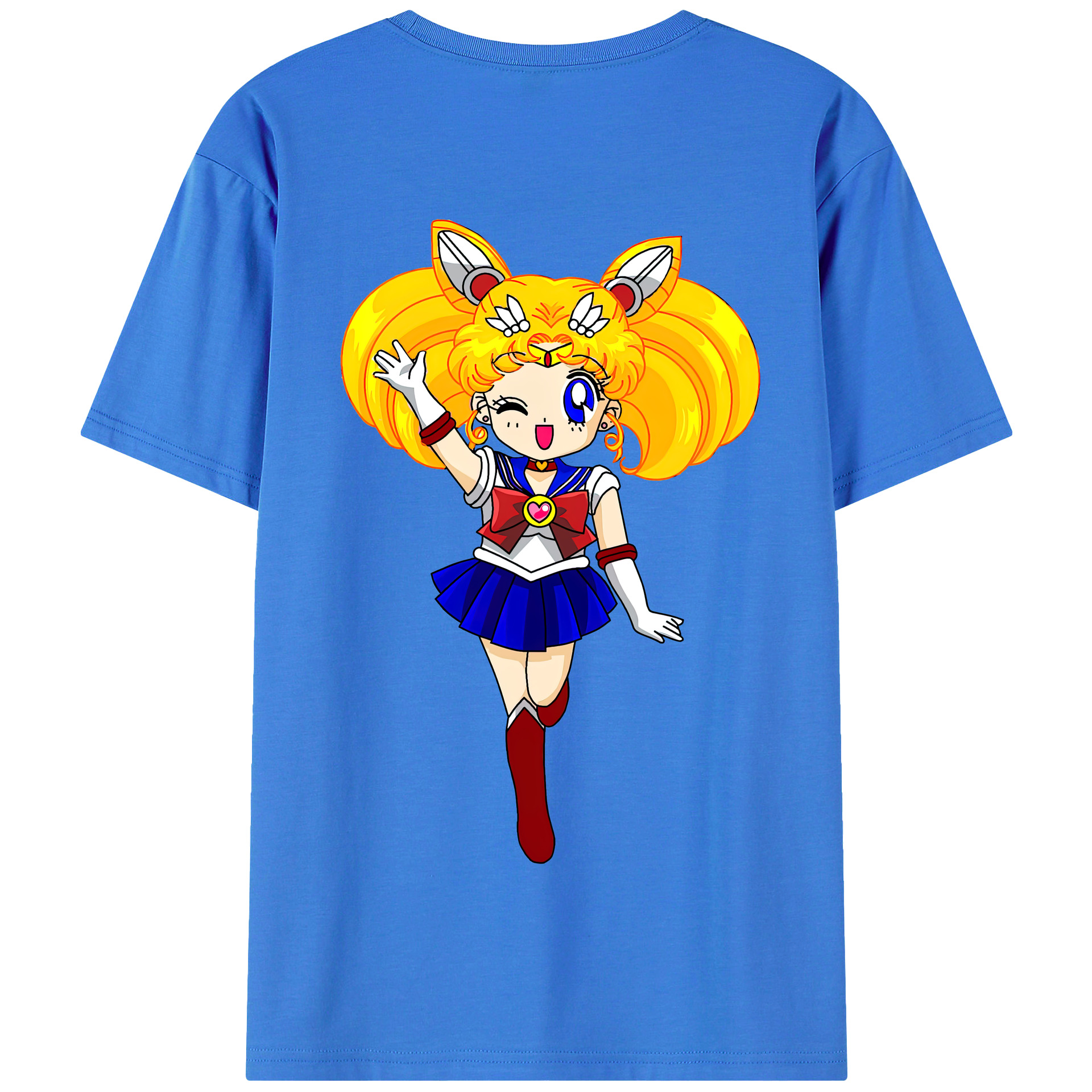 （画像用） 美少女戦士セーラームーン 月野 うさぎ つきの うさぎ Sailor Moon Tsukino Usagi 綿100％半袖Tシャツ（背面プリント）