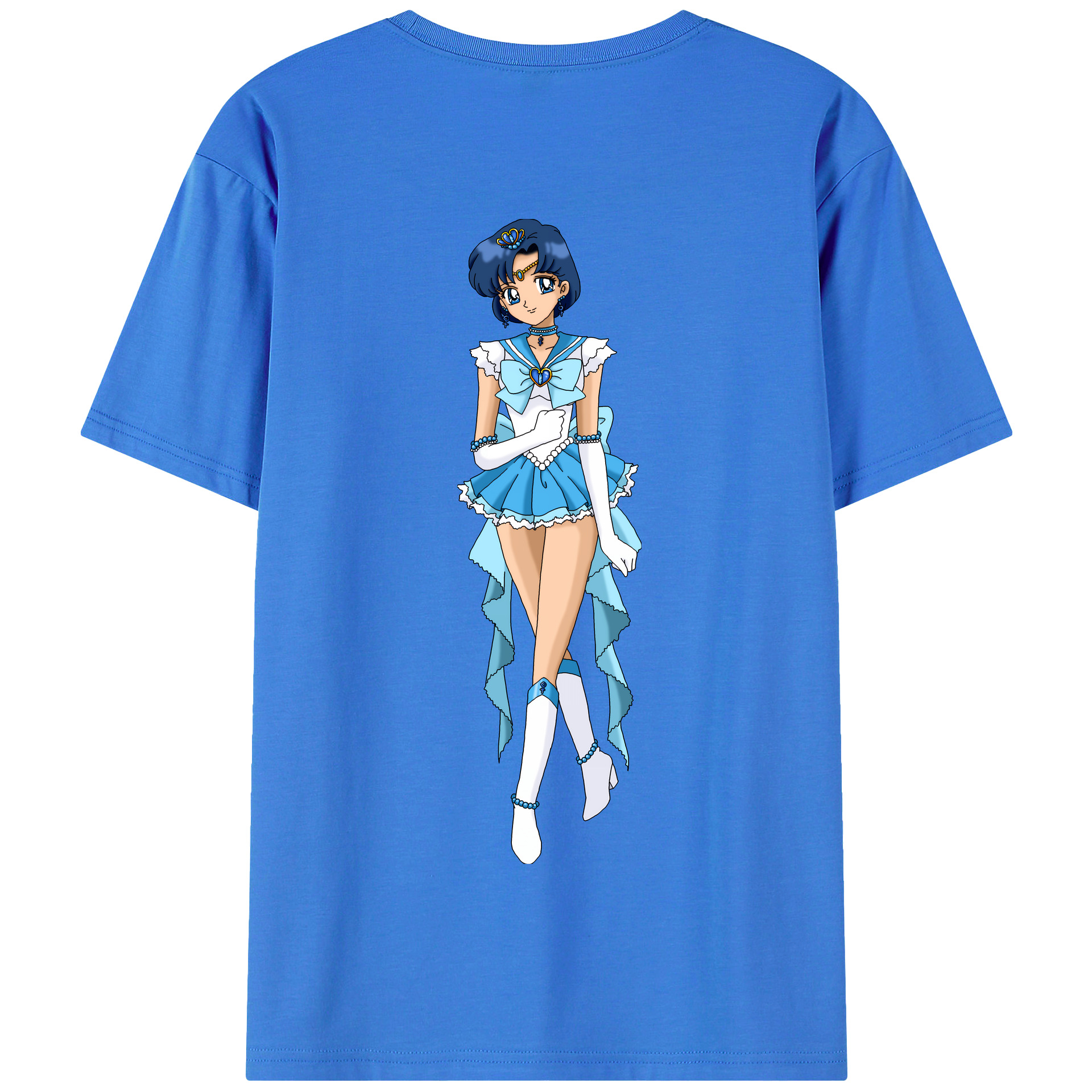 （画像用） 美少女戦士セーラームーン 水野 亜美 みずの あみ Sailor Moon Mizuno Ami 綿100％半袖Tシャツ（背面プリント）