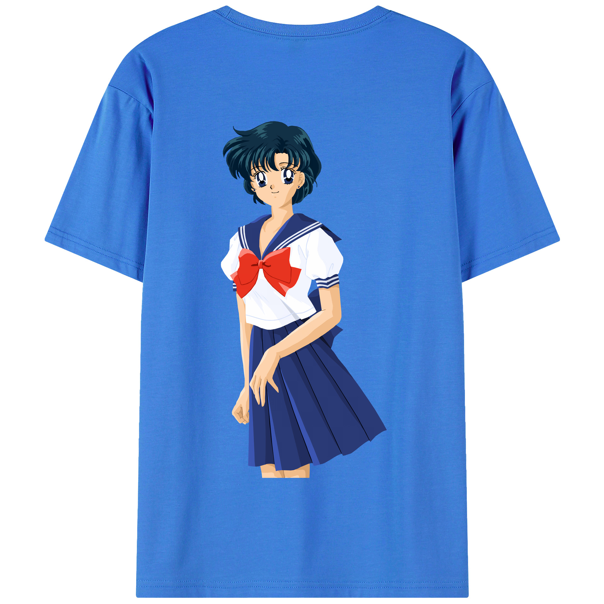（画像用） 美少女戦士セーラームーン 水野 亜美 みずの あみ Sailor Moon Mizuno Ami 綿100％半袖Tシャツ（背面プリント）