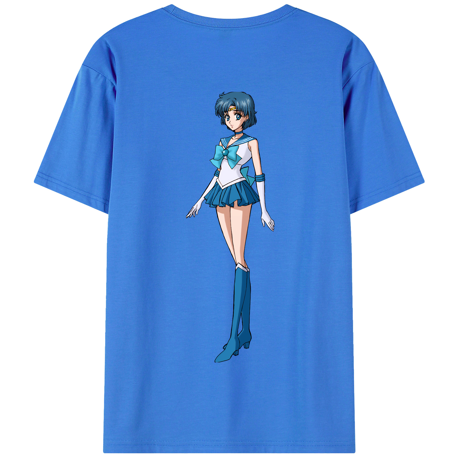 （画像用） 美少女戦士セーラームーン 水野 亜美 みずの あみ Sailor Moon Mizuno Ami 綿100％半袖Tシャツ（背面プリント）