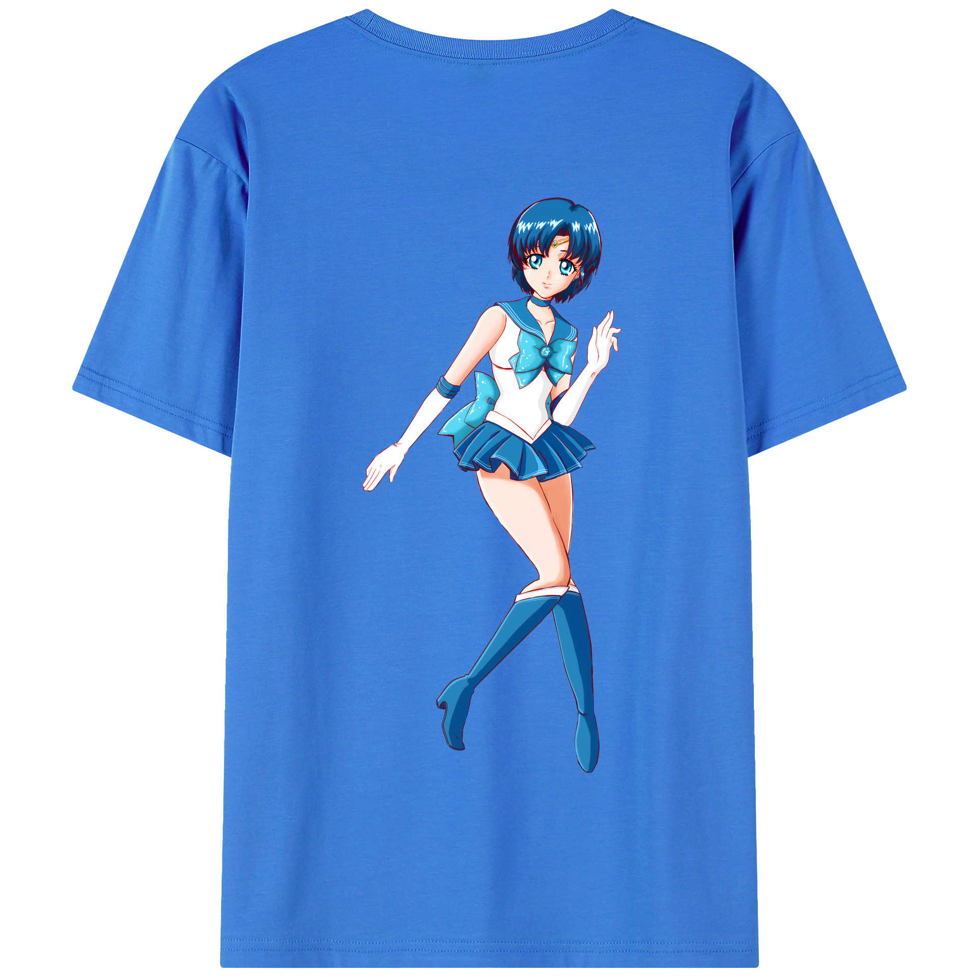 （画像用） 美少女戦士セーラームーン 水野 亜美 みずの あみ Sailor Moon Mizuno Ami 綿100％半袖Tシャツ（背面プリント）