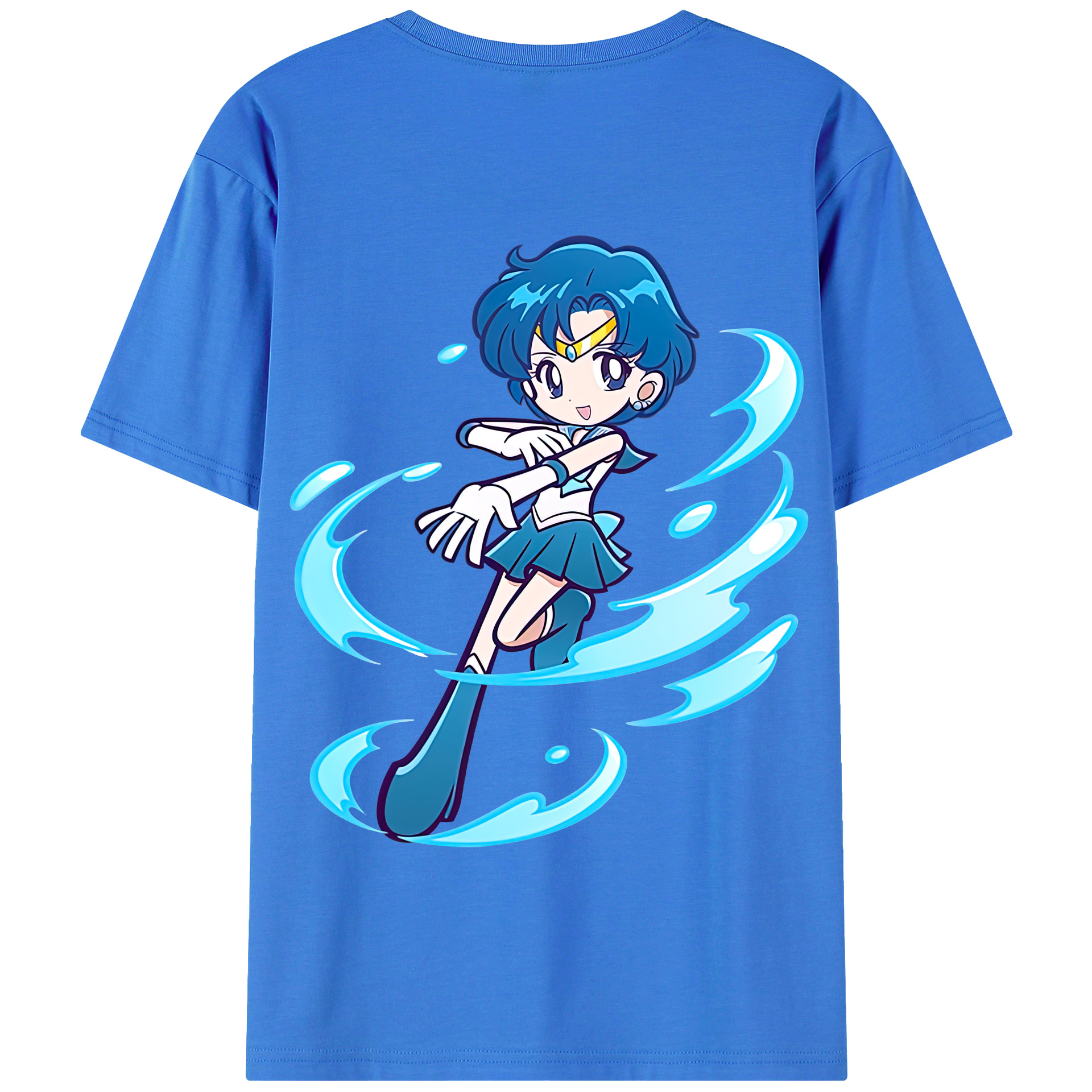 （画像用） 美少女戦士セーラームーン 水野 亜美 みずの あみ Sailor Moon Mizuno Ami 綿100％半袖Tシャツ（背面プリント）