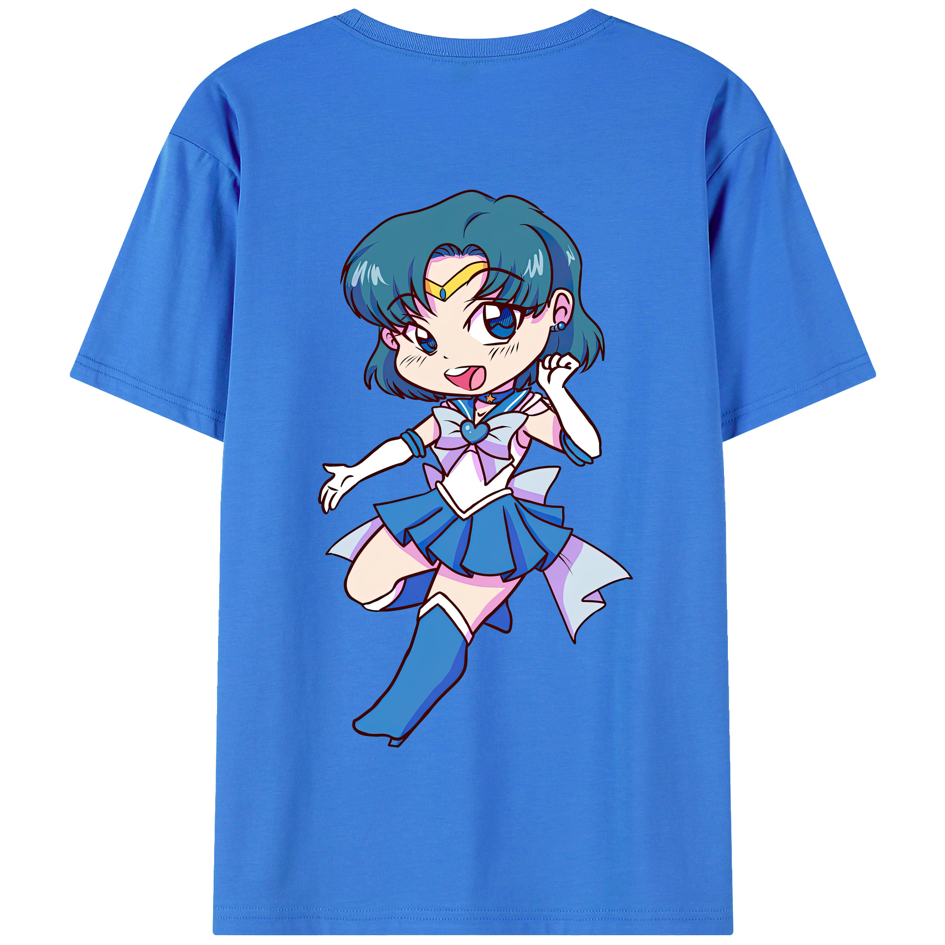 （画像用） 美少女戦士セーラームーン 水野 亜美 みずの あみ Sailor Moon Mizuno Ami 綿100％半袖Tシャツ（背面プリント）