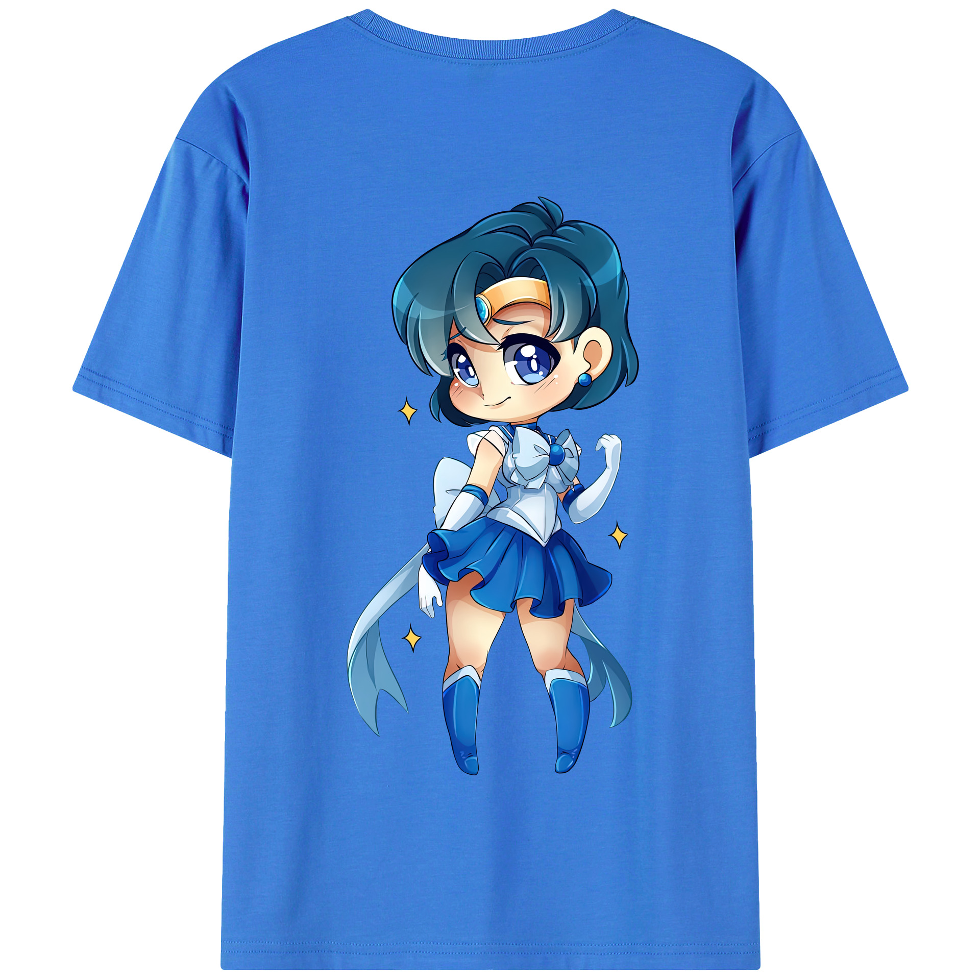 （画像用） 美少女戦士セーラームーン 水野 亜美 みずの あみ Sailor Moon Mizuno Ami 綿100％半袖Tシャツ（背面プリント）