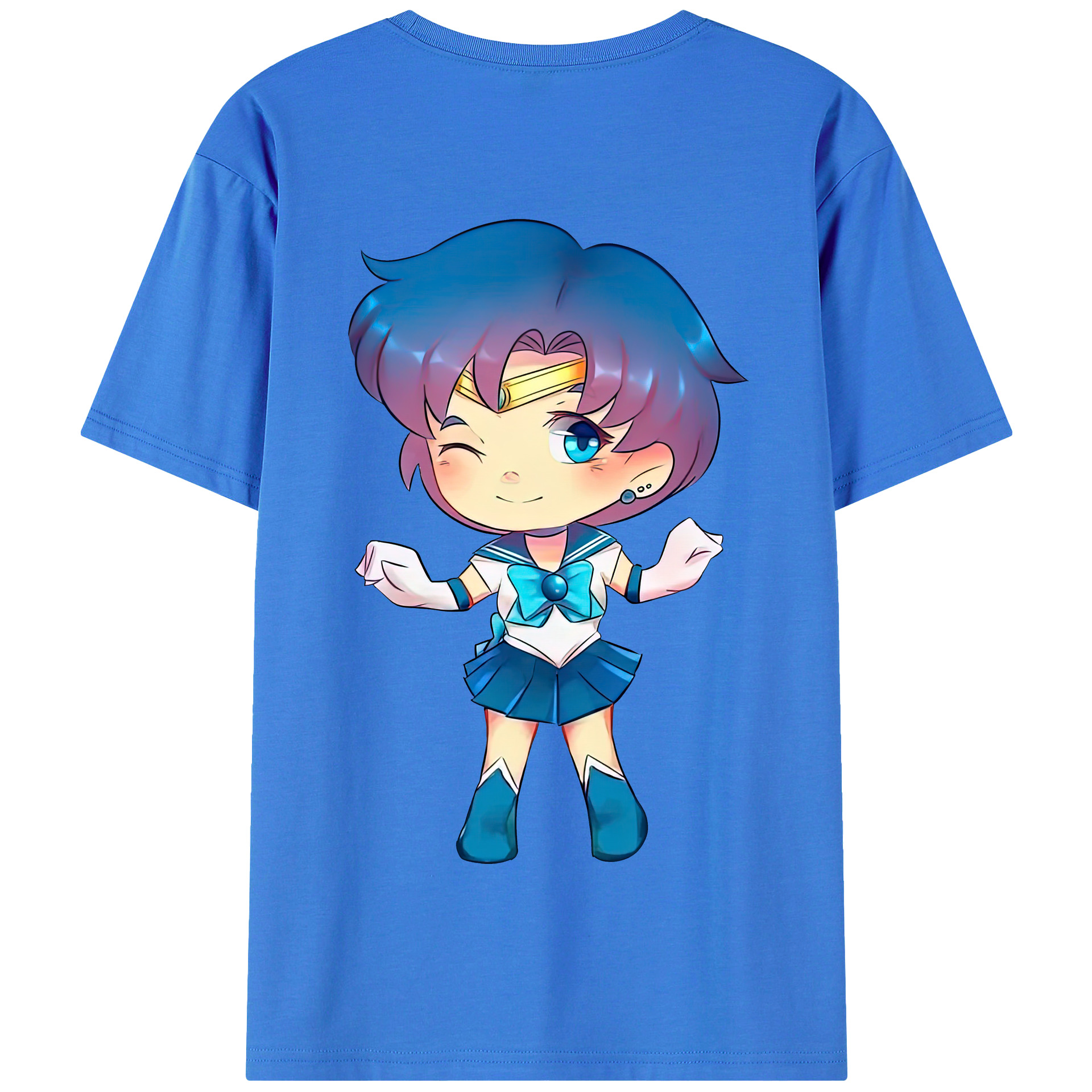 （画像用） 美少女戦士セーラームーン 水野 亜美 みずの あみ Sailor Moon Mizuno Ami 綿100％半袖Tシャツ（背面プリント）