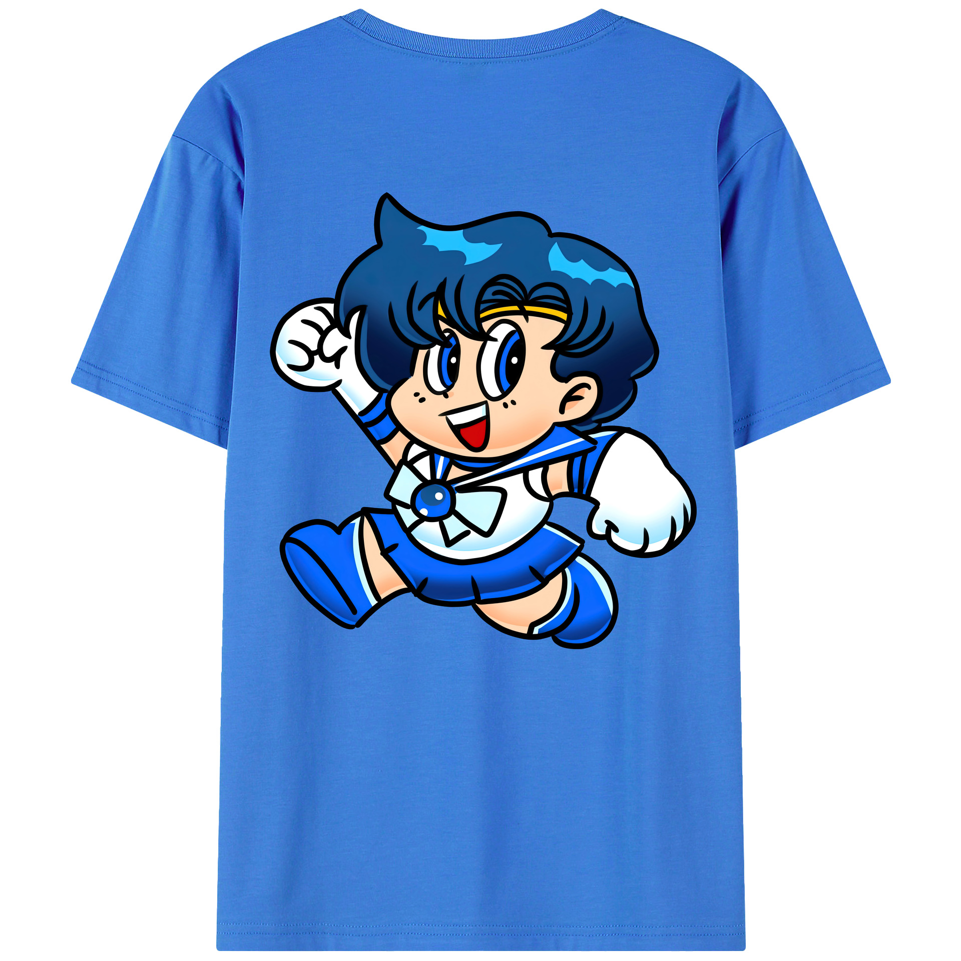 （画像用） 美少女戦士セーラームーン 水野 亜美 みずの あみ Sailor Moon Mizuno Ami 綿100％半袖Tシャツ（背面プリント）