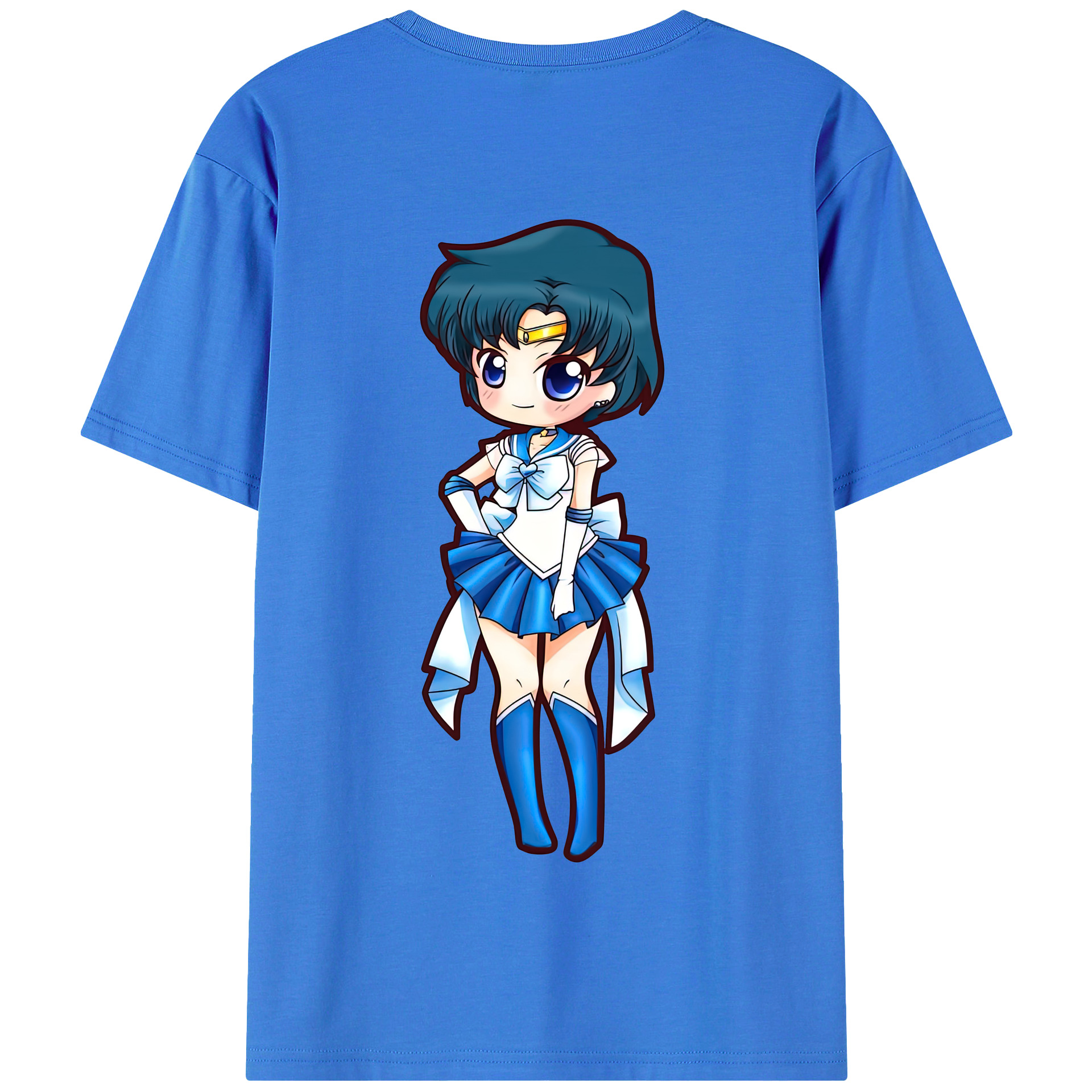 （画像用） 美少女戦士セーラームーン 水野 亜美 みずの あみ Sailor Moon Mizuno Ami 綿100％半袖Tシャツ（背面プリント）