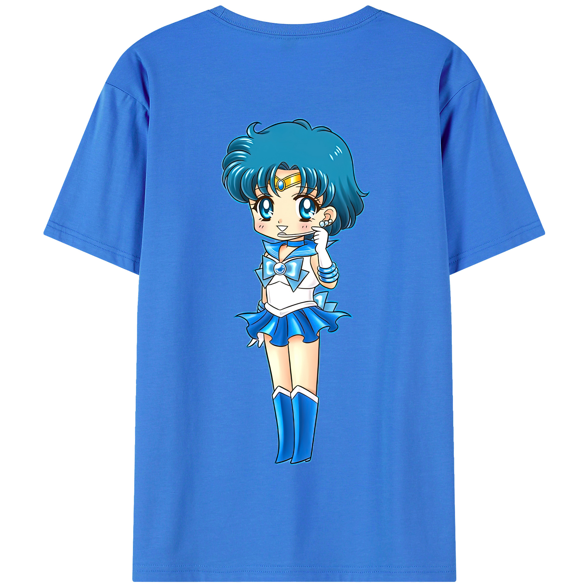 （画像用） 美少女戦士セーラームーン 水野 亜美 みずの あみ Sailor Moon Mizuno Ami 綿100％半袖Tシャツ（背面プリント）