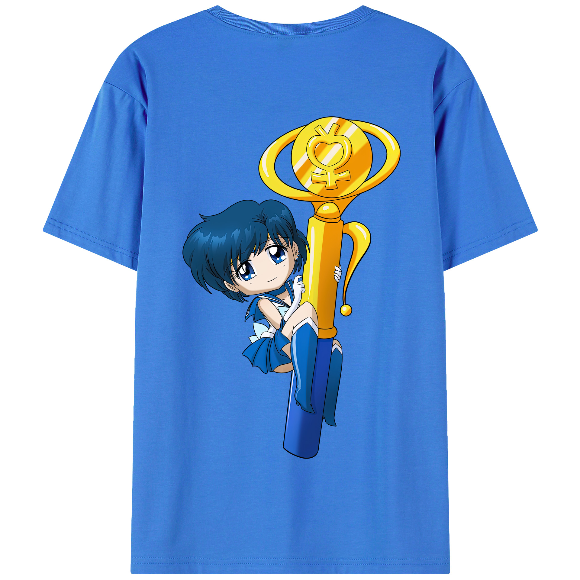 （画像用） 美少女戦士セーラームーン 水野 亜美 みずの あみ Sailor Moon Mizuno Ami 綿100％半袖Tシャツ（背面プリント）
