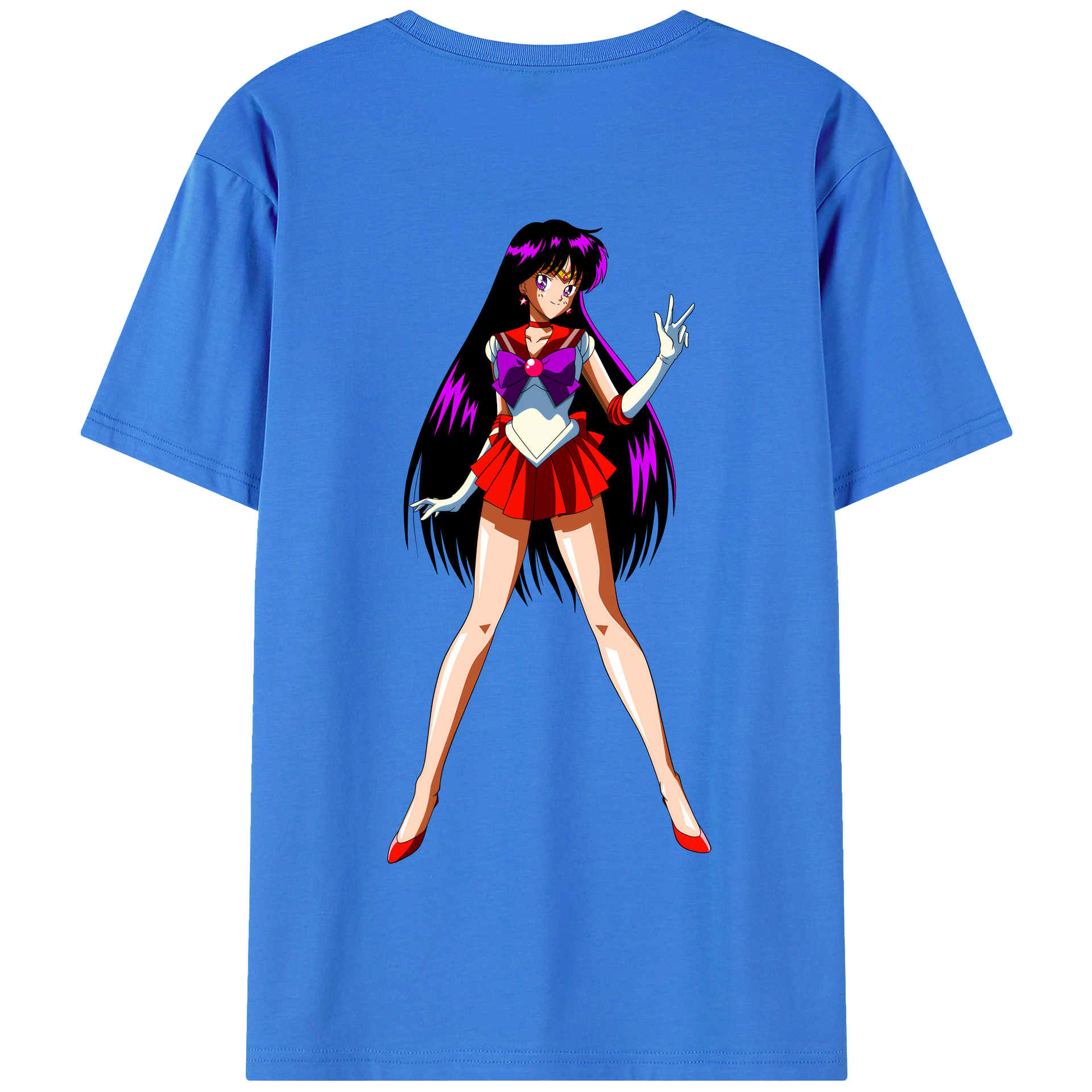 （画像用） 美少女戦士セーラームーン 火野レイ ひの レイ Sailor Moon Hino Rei （セーラーマーズ,Sailor Mars） 綿100％半袖Tシャツ（背面プリント）