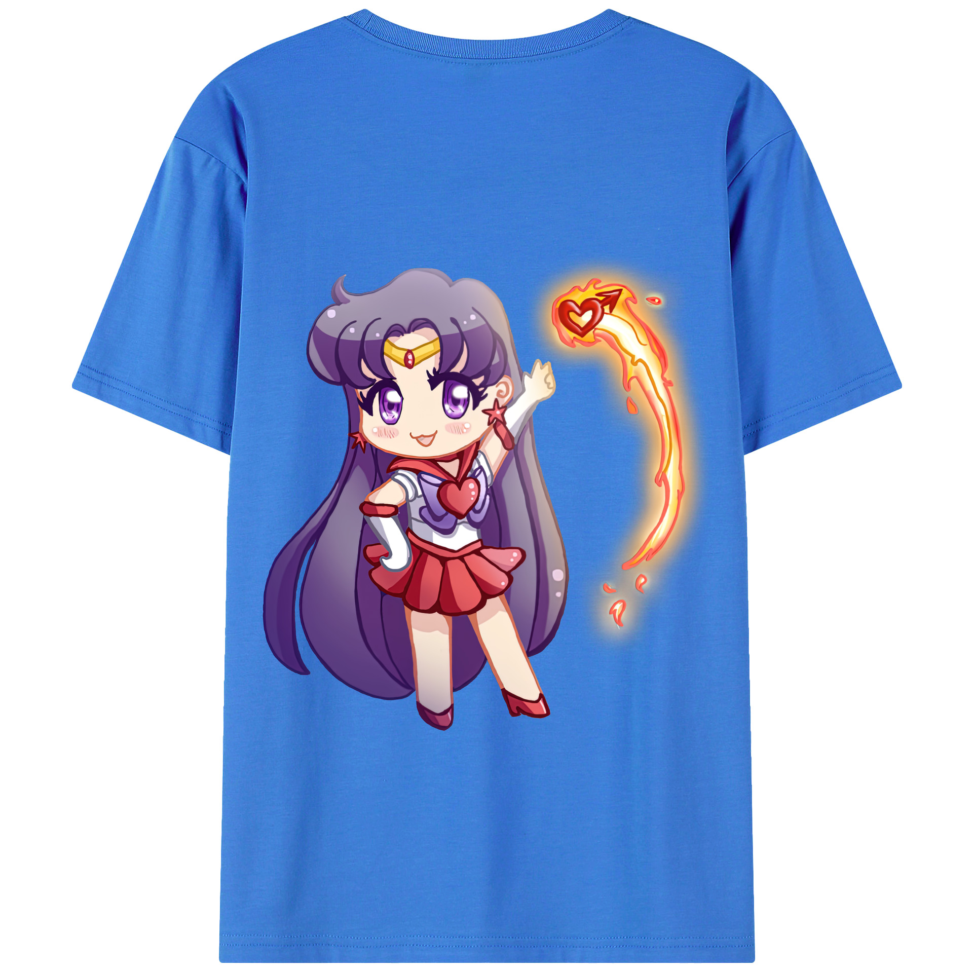 （画像用） 美少女戦士セーラームーン 火野レイ ひの レイ Sailor Moon Hino Rei （セーラーマーズ,Sailor Mars） 綿100％半袖Tシャツ（背面プリント）