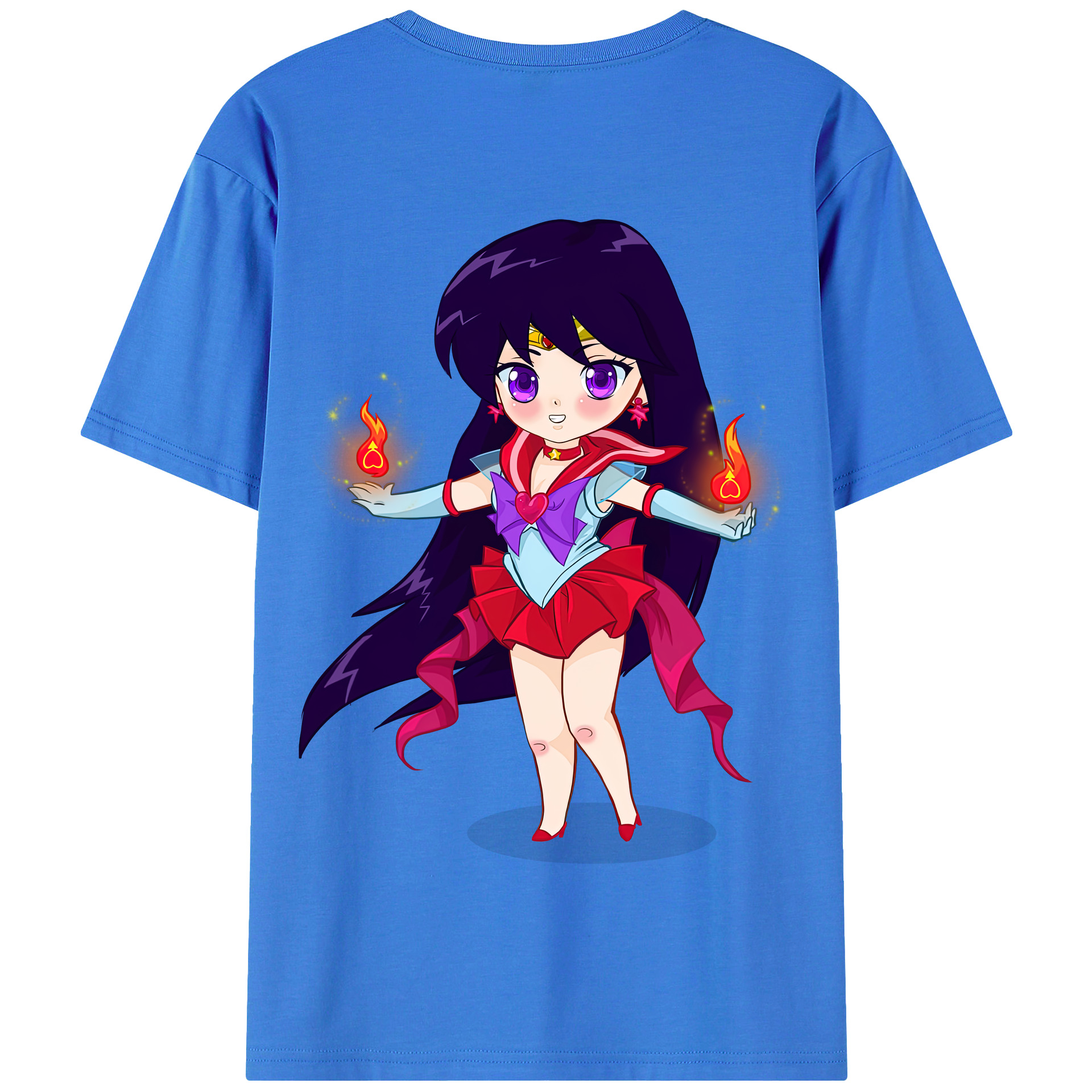 （画像用） 美少女戦士セーラームーン 火野レイ ひの レイ Sailor Moon Hino Rei （セーラーマーズ,Sailor Mars） 綿100％半袖Tシャツ（背面プリント）