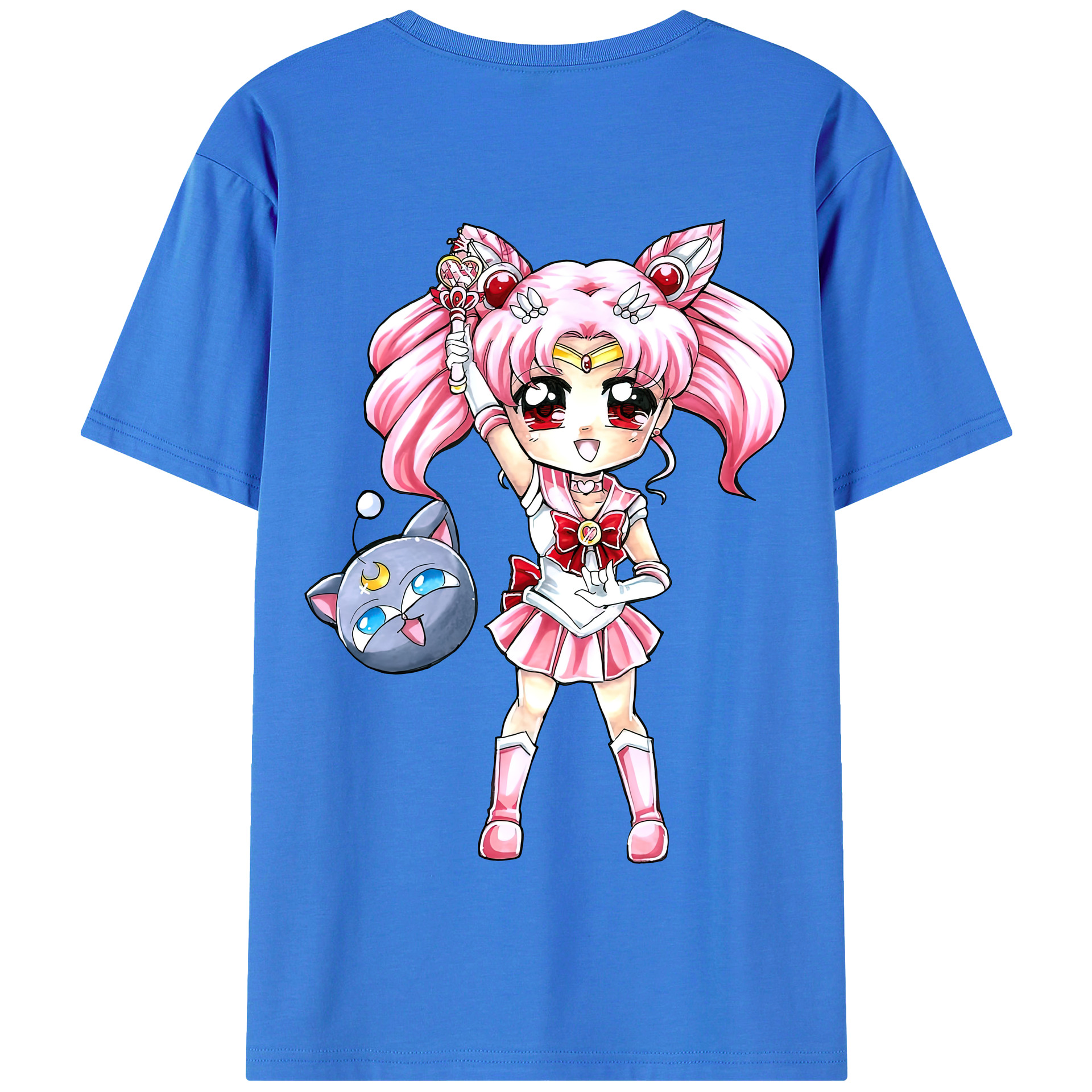 （画像用） 美少女戦士セーラームーン ちびうさ Sailor Moon Chibiusa Tsukino Usagi Small Lady Serenity 綿100％半袖Tシャツ（背面プリント）