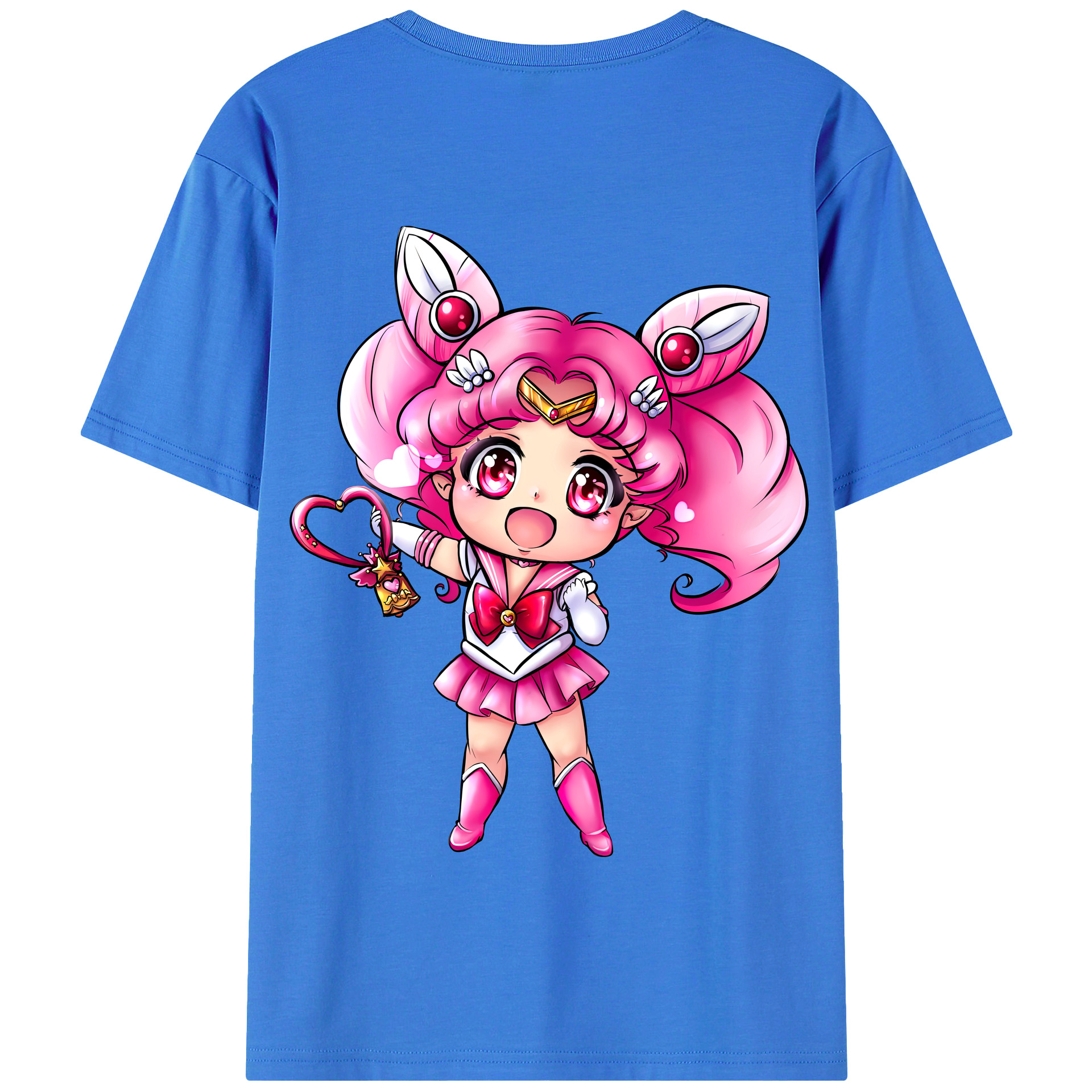 （画像用） 美少女戦士セーラームーン ちびうさ Sailor Moon Chibiusa Tsukino Usagi Small Lady Serenity 綿100％半袖Tシャツ（背面プリント）
