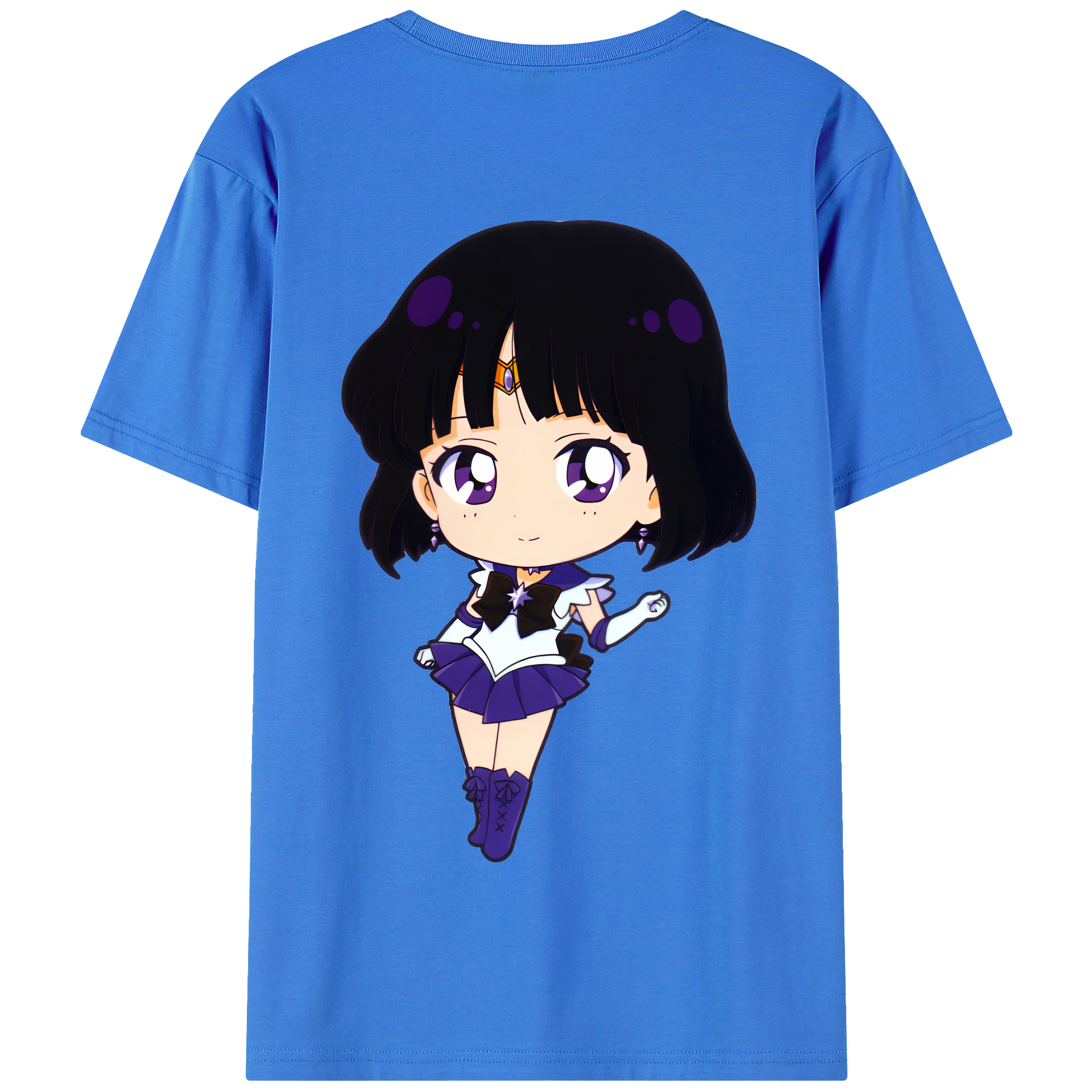 （画像用） 美少女戦士セーラームーン 土萠ほたる Sailor Moon Tomoe Hotaru （セーラーサターン；Sailor Saturn） 綿100％半袖Tシャツ（背面プリント）