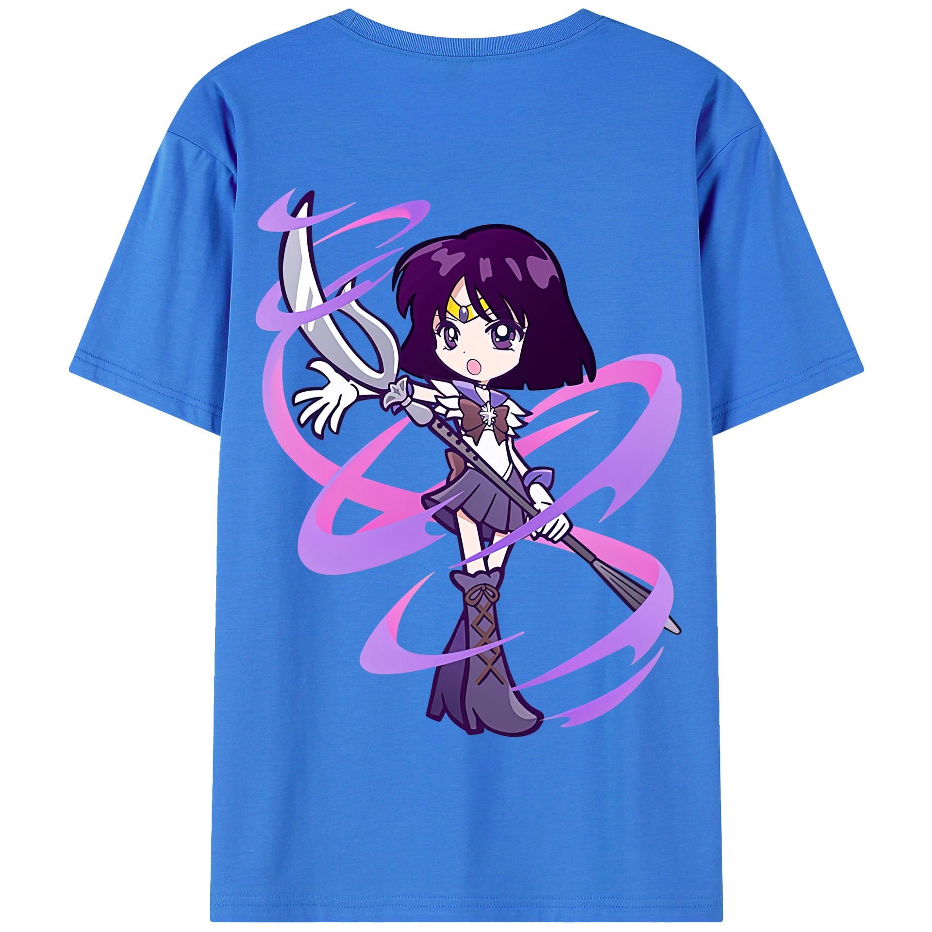（画像用） 美少女戦士セーラームーン 土萠ほたる Sailor Moon Tomoe Hotaru （セーラーサターン；Sailor Saturn） 綿100％半袖Tシャツ（背面プリント）