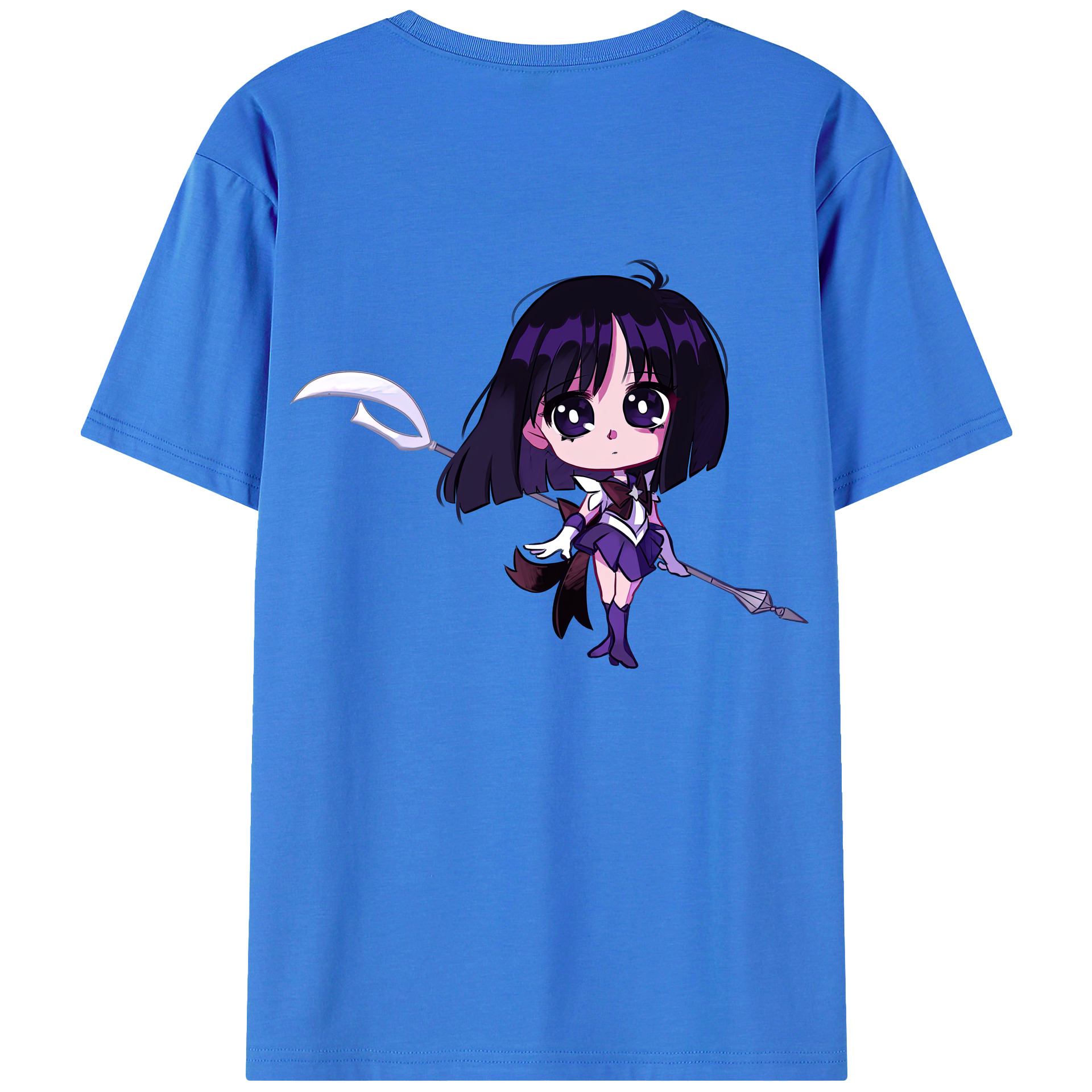 （画像用） 美少女戦士セーラームーン 土萠ほたる Sailor Moon Tomoe Hotaru （セーラーサターン；Sailor Saturn） 綿100％半袖Tシャツ（背面プリント）