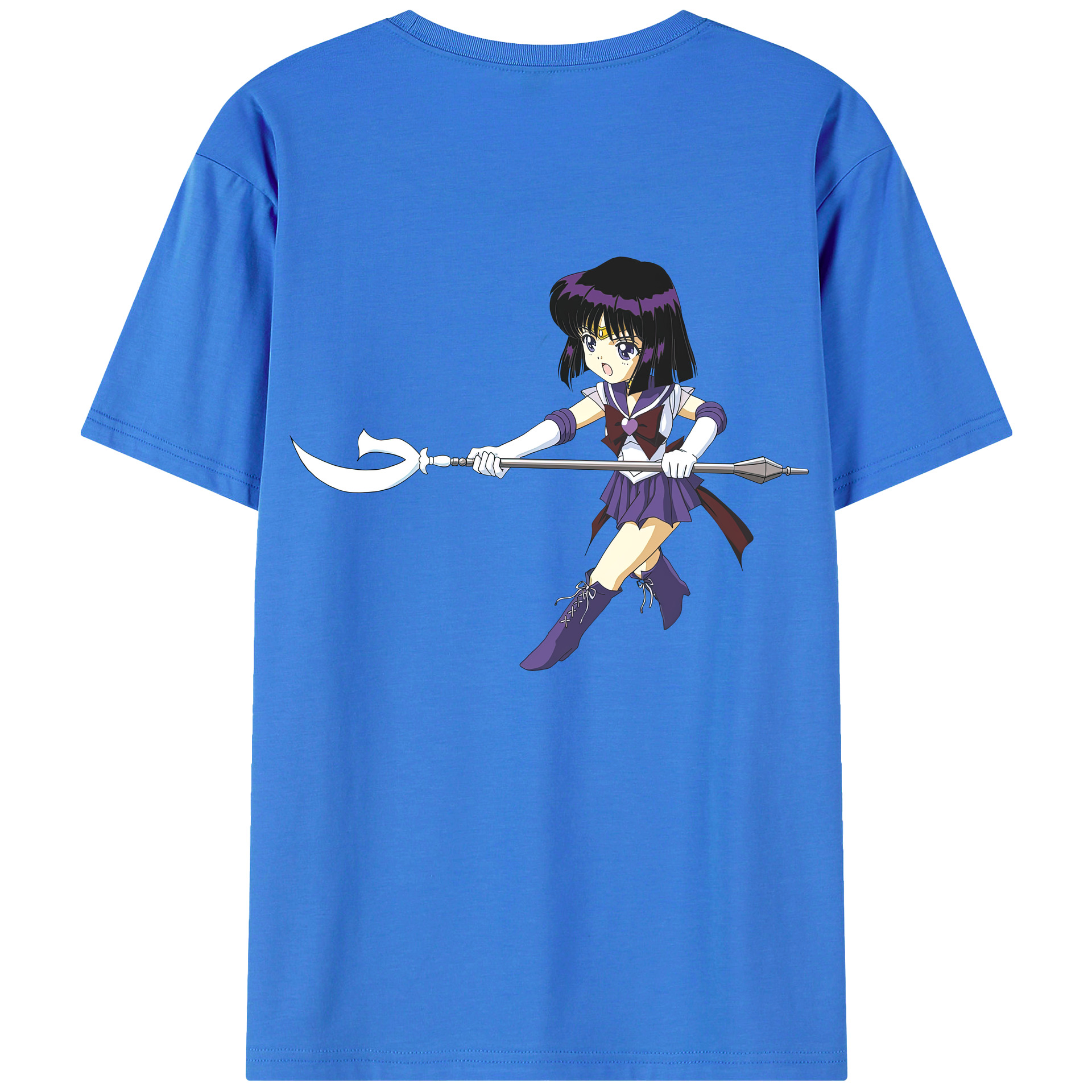 （画像用） 美少女戦士セーラームーン 土萠ほたる Sailor Moon Tomoe Hotaru （セーラーサターン；Sailor Saturn） 綿100％半袖Tシャツ（背面プリント）