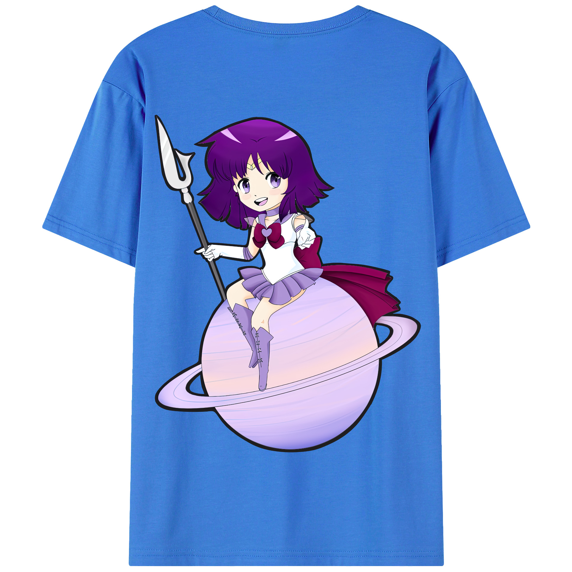 （画像用） 美少女戦士セーラームーン 土萠ほたる Sailor Moon Tomoe Hotaru （セーラーサターン；Sailor Saturn） 綿100％半袖Tシャツ（背面プリント）