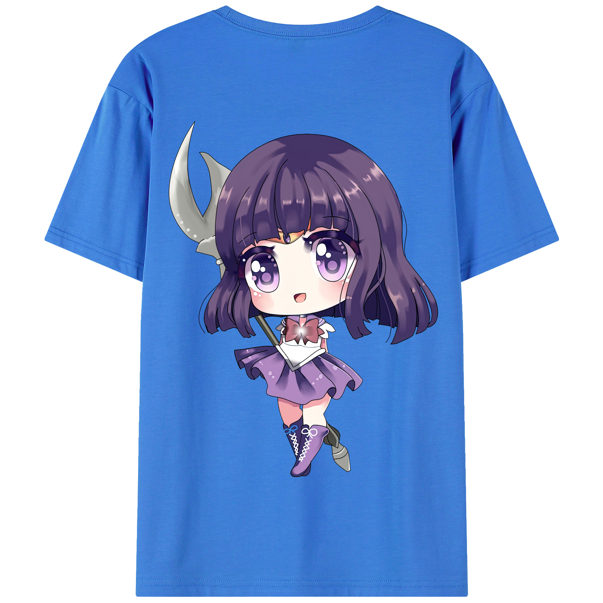 （画像用） 美少女戦士セーラームーン 土萠ほたる Sailor Moon Tomoe Hotaru （セーラーサターン；Sailor Saturn） 綿100％半袖Tシャツ（背面プリント）