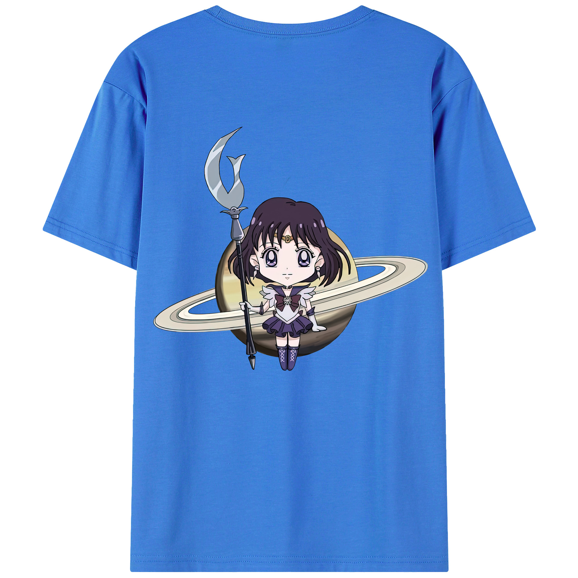 （画像用） 美少女戦士セーラームーン 土萠ほたる Sailor Moon Tomoe Hotaru （セーラーサターン；Sailor Saturn） 綿100％半袖Tシャツ（背面プリント）