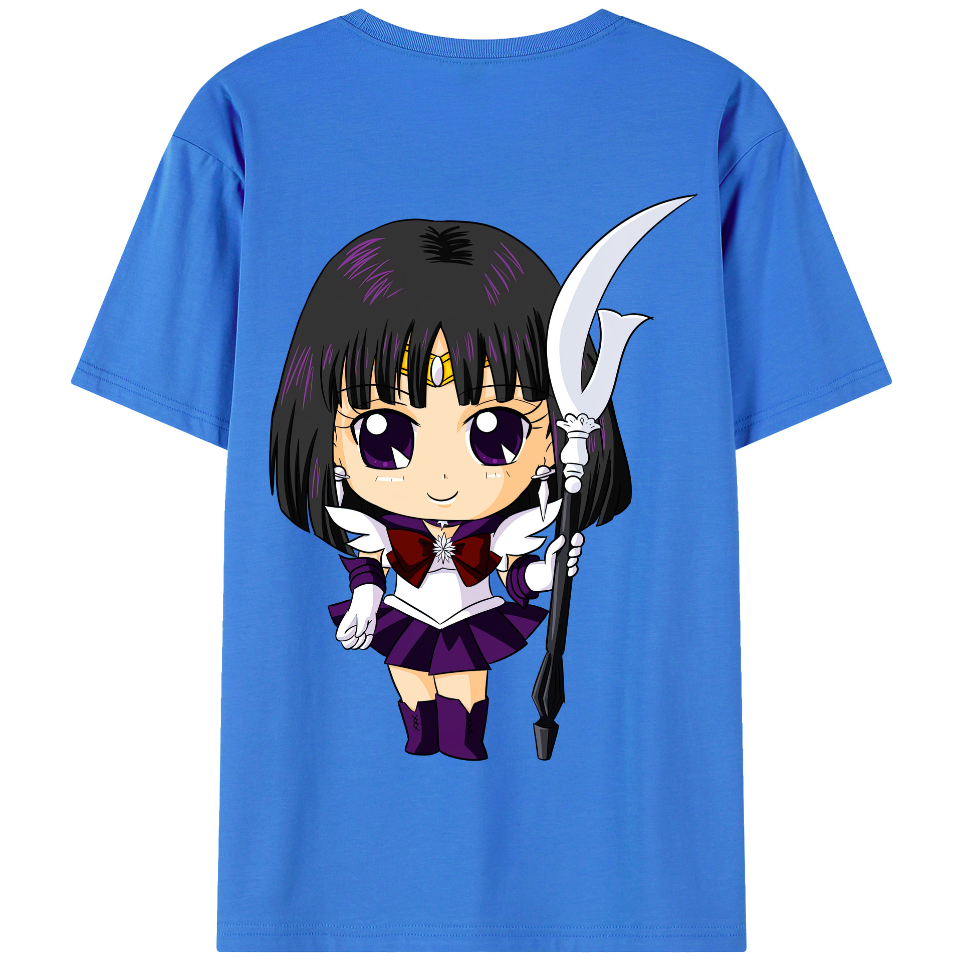（画像用） 美少女戦士セーラームーン 土萠ほたる Sailor Moon Tomoe Hotaru （セーラーサターン；Sailor Saturn） 綿100％半袖Tシャツ（背面プリント）