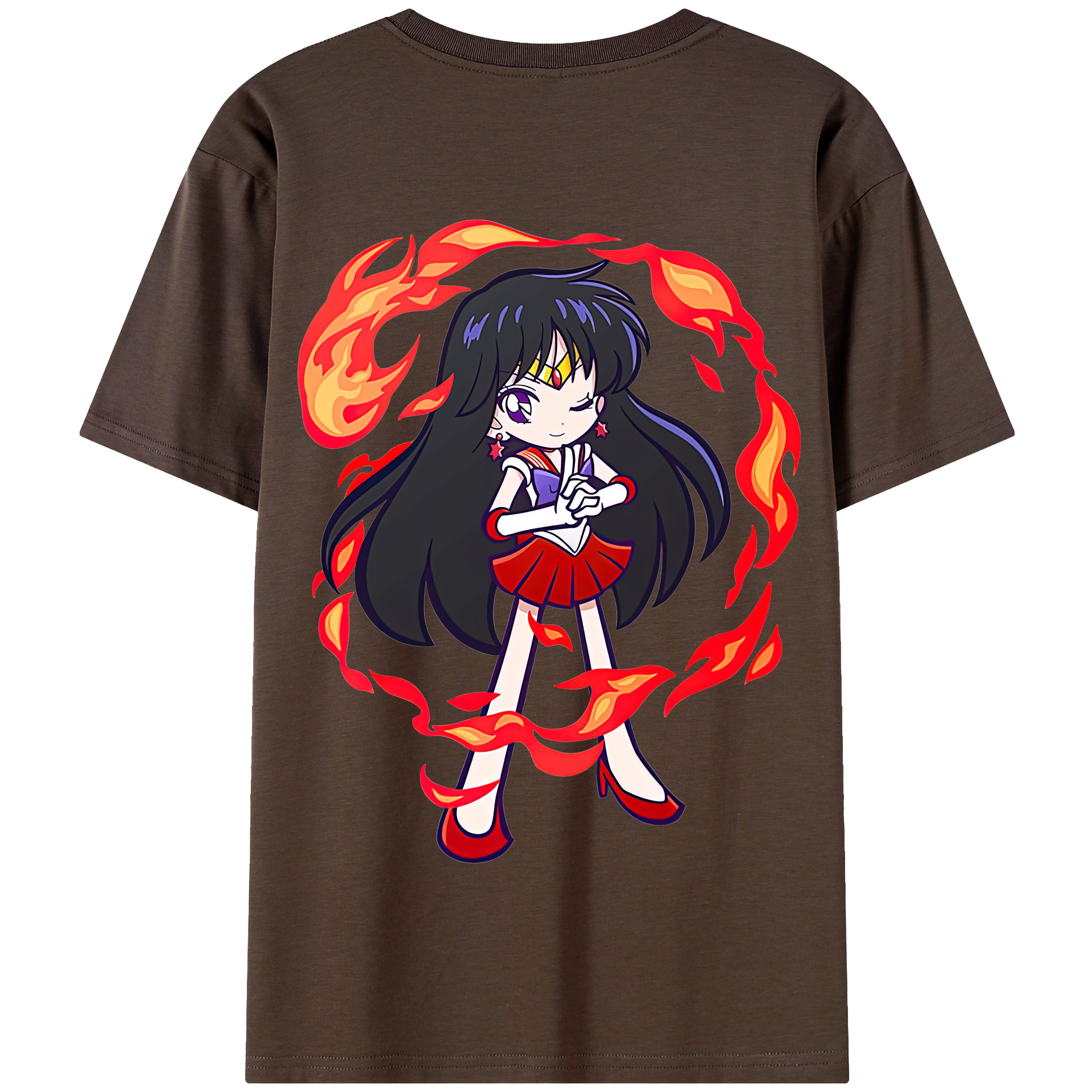 （画像用） 美少女戦士セーラームーン 火野レイ ひの レイ Sailor Moon Hino Rei （セーラーマーズ,Sailor Mars） 綿100％半袖Tシャツ（背面プリント）