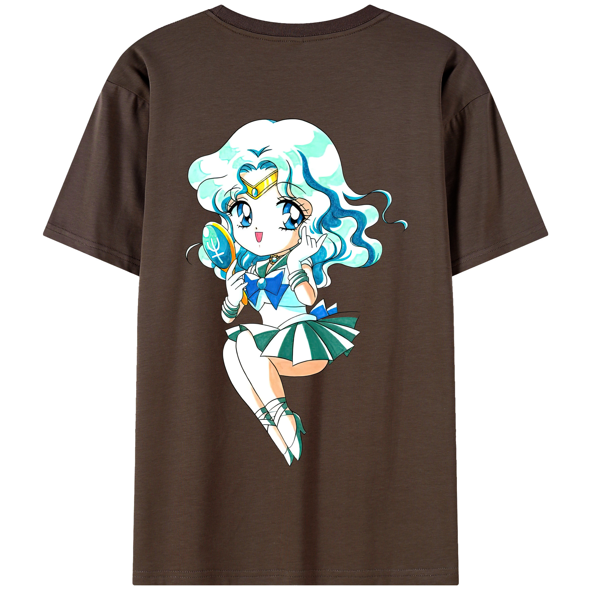 （画像用） 美少女戦士セーラームーン 海王 みちる（かいおう みちる） Sailor Moon Kaiou Michiru 綿100％半袖Tシャツ（背面プリント）