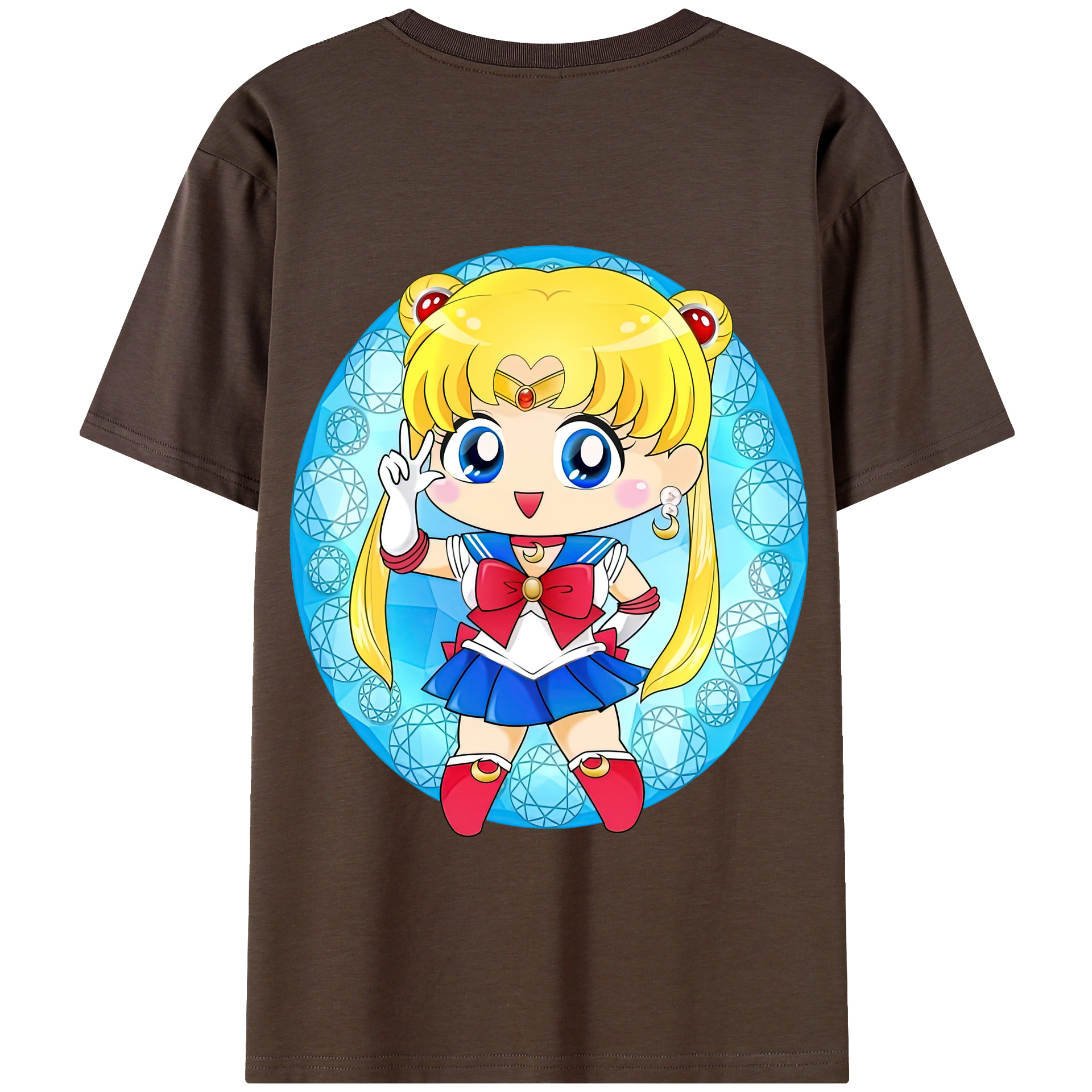 （画像用） 美少女戦士セーラームーン 月野 うさぎ つきの うさぎ Sailor Moon Tsukino Usagi 綿100％半袖Tシャツ（背面プリント）