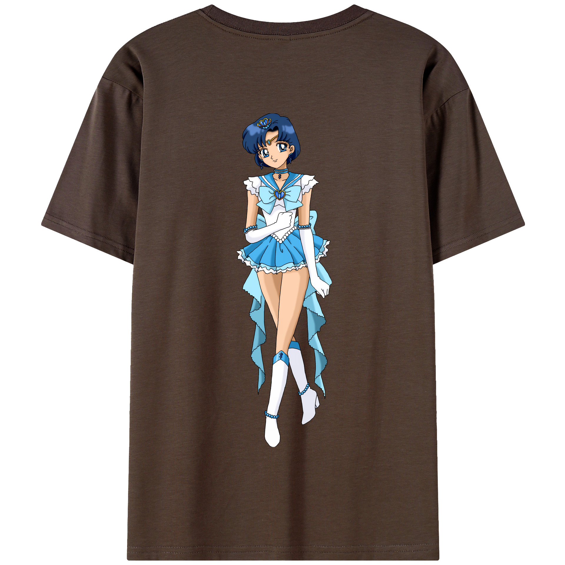 （画像用） 美少女戦士セーラームーン 水野 亜美 みずの あみ Sailor Moon Mizuno Ami 綿100％半袖Tシャツ（背面プリント）