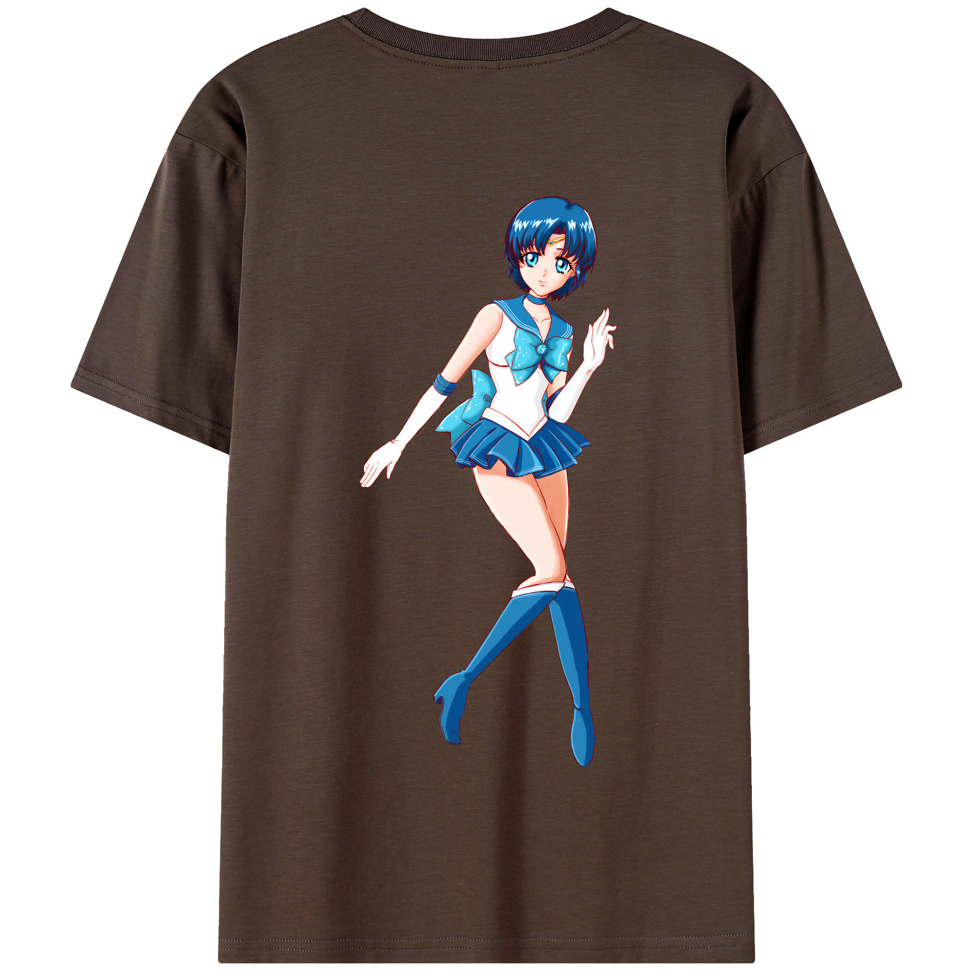 （画像用） 美少女戦士セーラームーン 水野 亜美 みずの あみ Sailor Moon Mizuno Ami 綿100％半袖Tシャツ（背面プリント）
