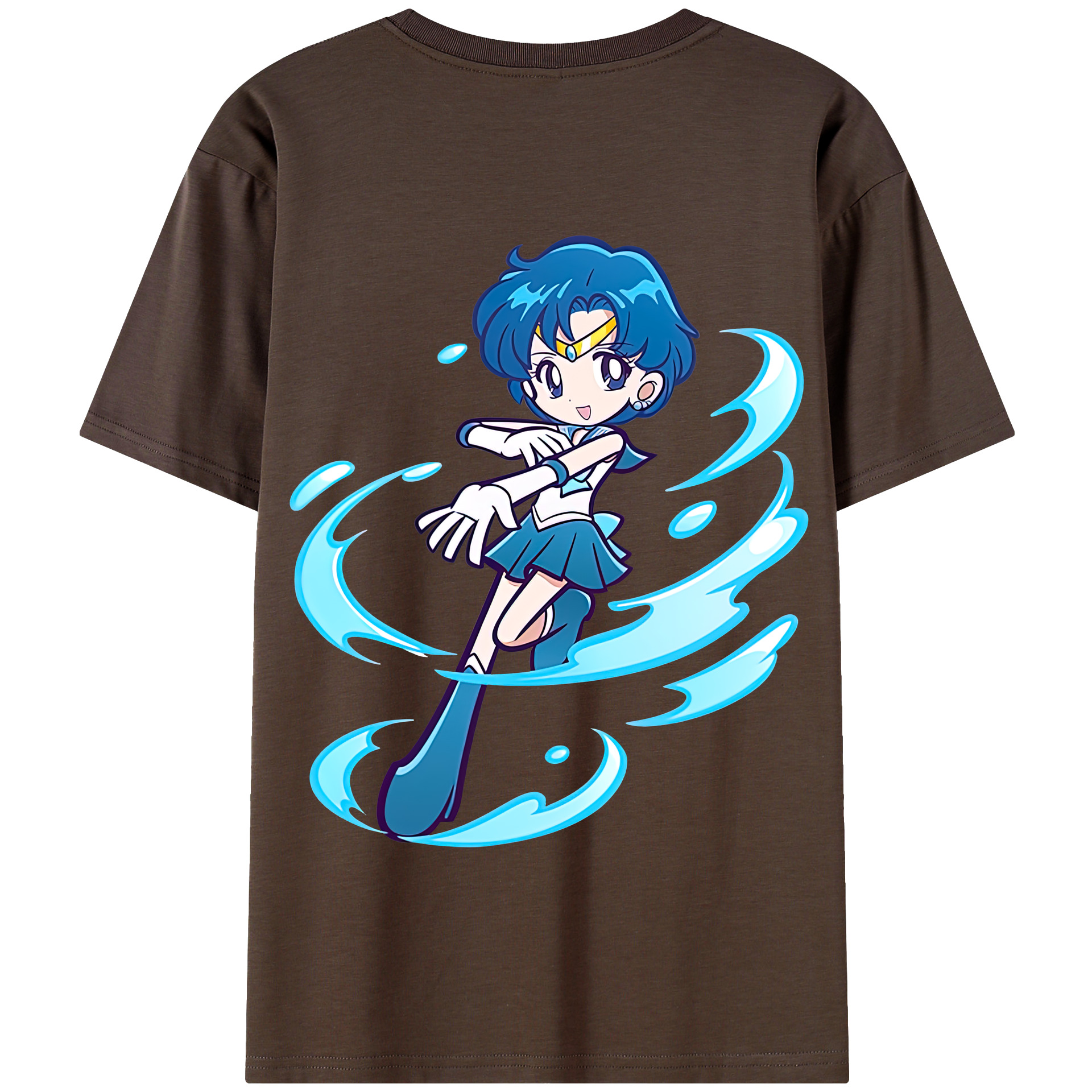 （画像用） 美少女戦士セーラームーン 水野 亜美 みずの あみ Sailor Moon Mizuno Ami 綿100％半袖Tシャツ（背面プリント）