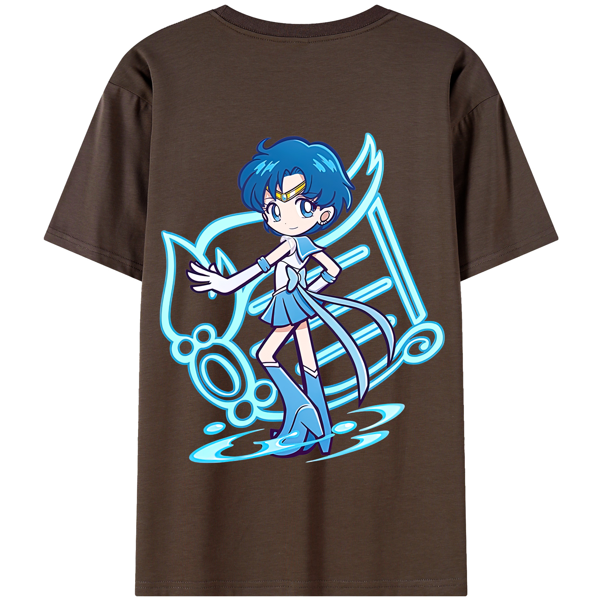 （画像用） 美少女戦士セーラームーン 水野 亜美 みずの あみ Sailor Moon Mizuno Ami 綿100％半袖Tシャツ（背面プリント）