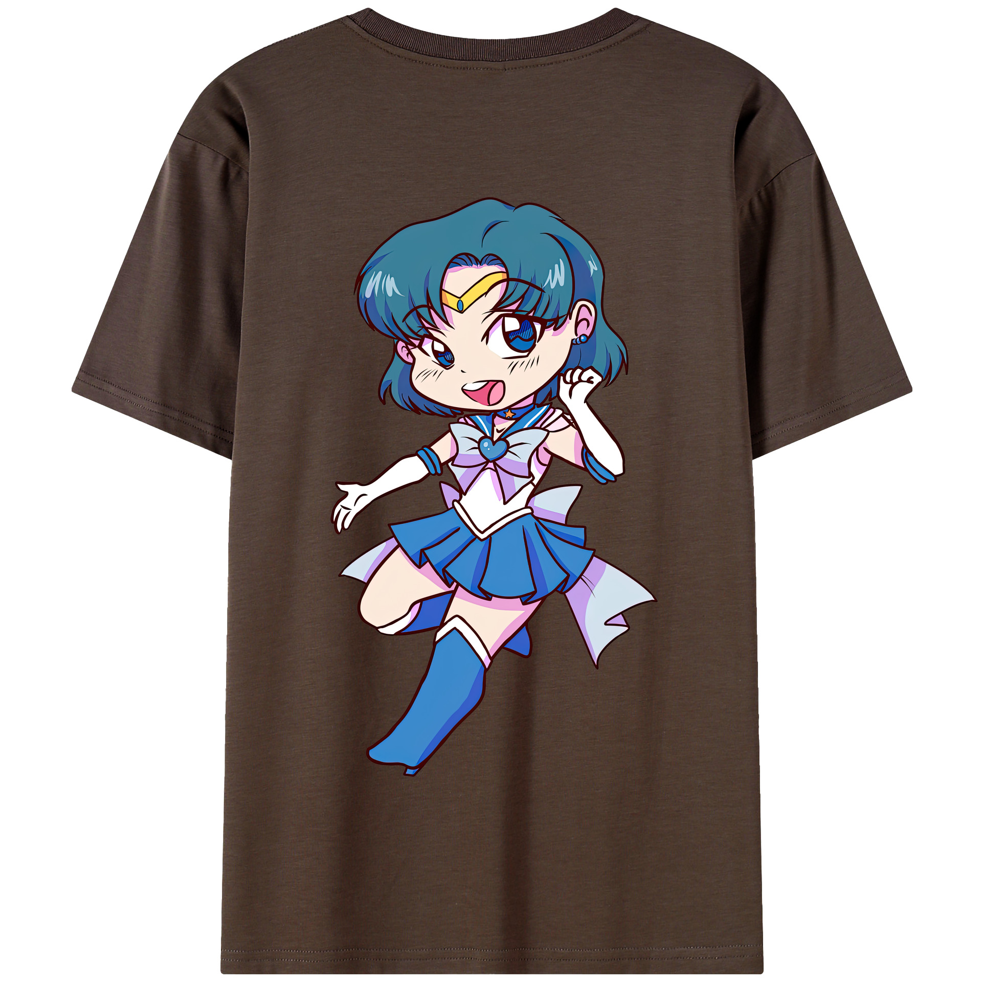 （画像用） 美少女戦士セーラームーン 水野 亜美 みずの あみ Sailor Moon Mizuno Ami 綿100％半袖Tシャツ（背面プリント）