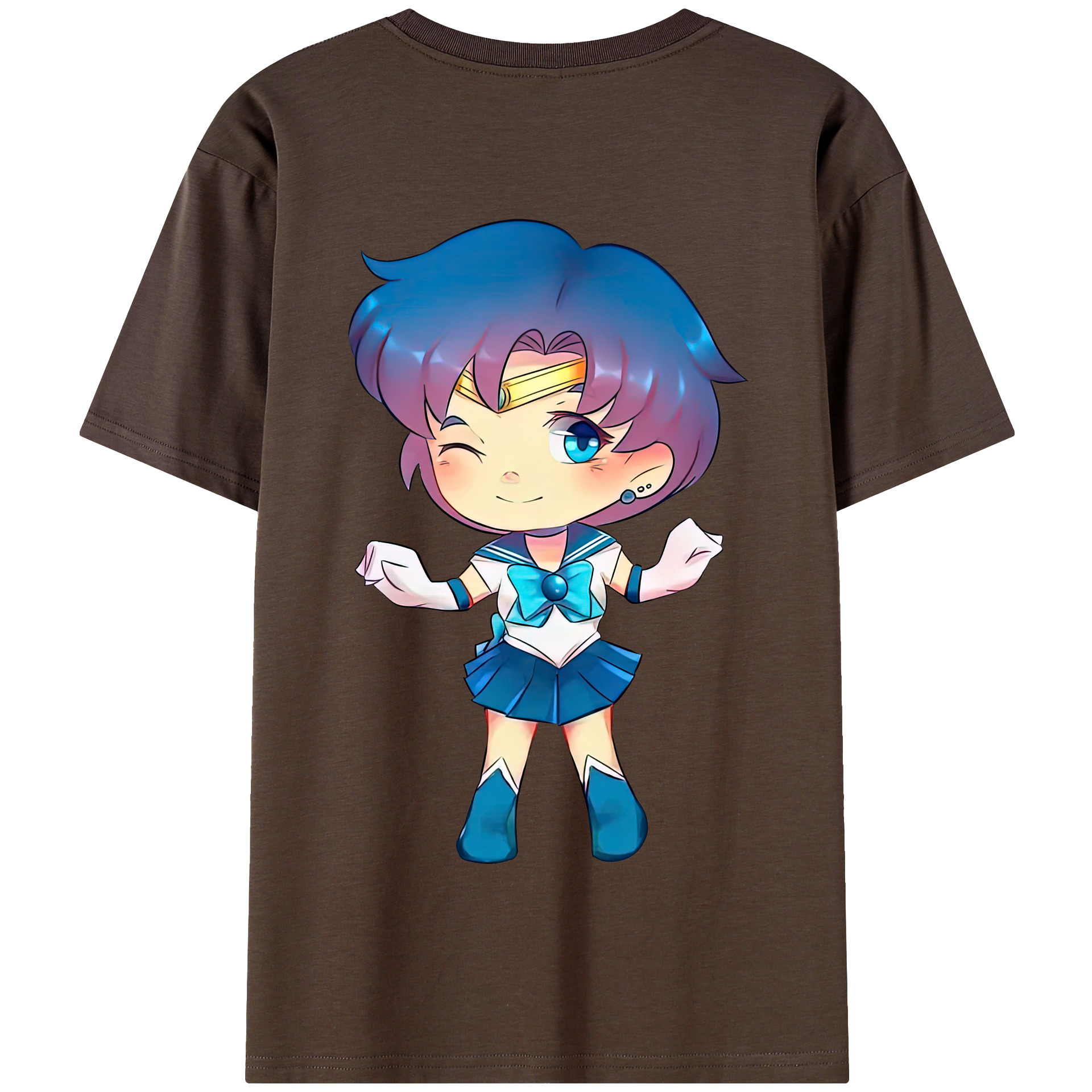 （画像用） 美少女戦士セーラームーン 水野 亜美 みずの あみ Sailor Moon Mizuno Ami 綿100％半袖Tシャツ（背面プリント）