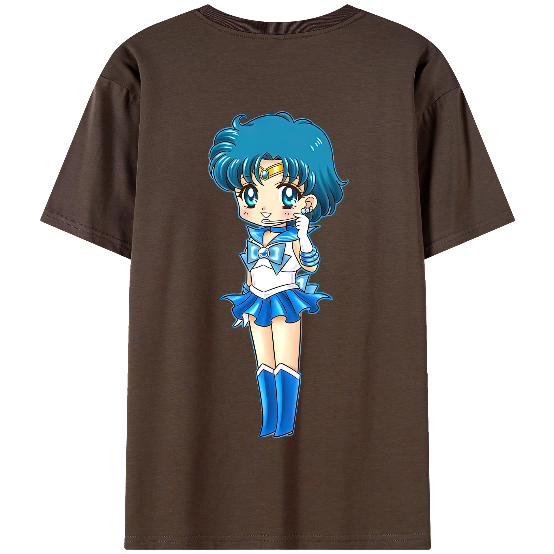 （画像用） 美少女戦士セーラームーン 水野 亜美 みずの あみ Sailor Moon Mizuno Ami 綿100％半袖Tシャツ（背面プリント）
