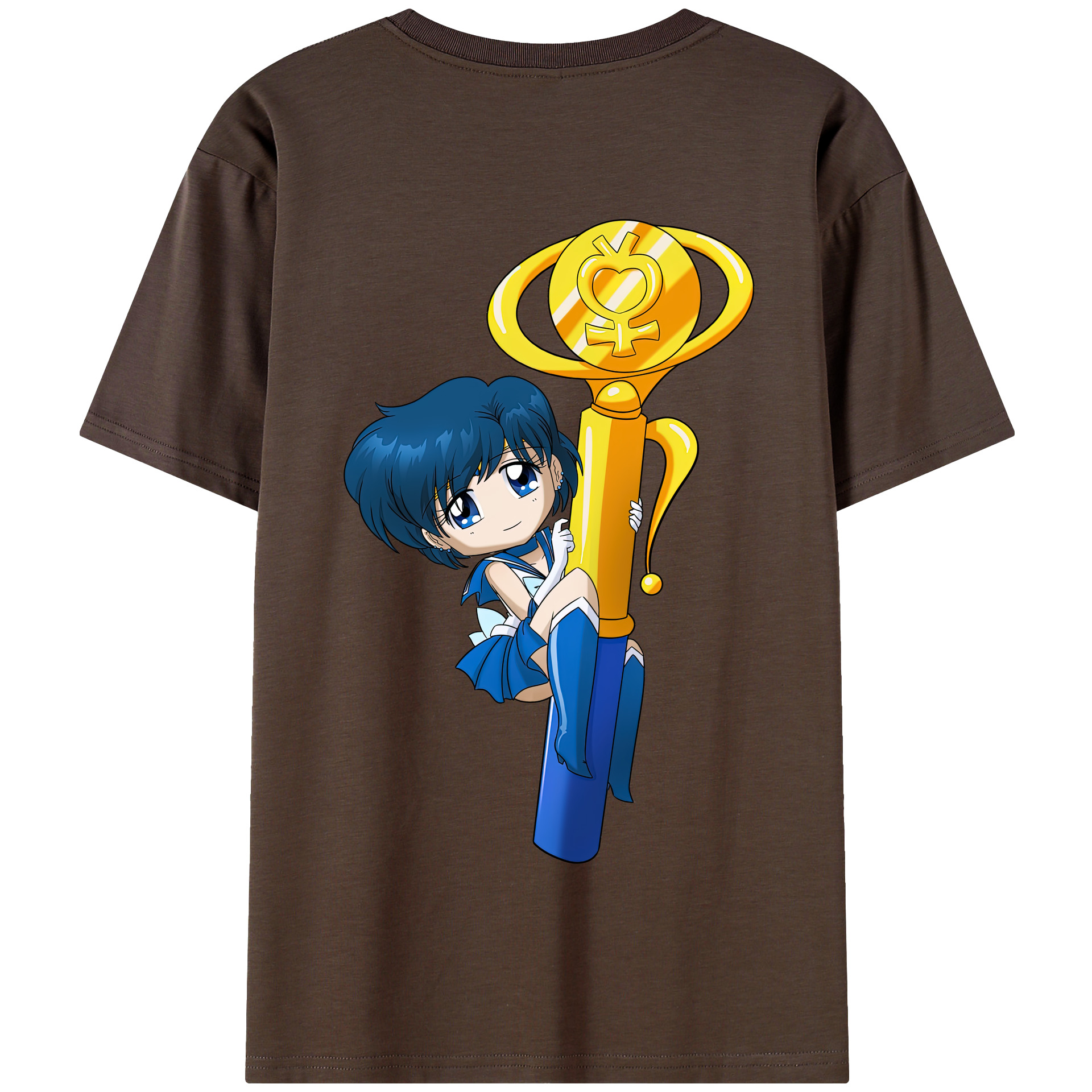 （画像用） 美少女戦士セーラームーン 水野 亜美 みずの あみ Sailor Moon Mizuno Ami 綿100％半袖Tシャツ（背面プリント）