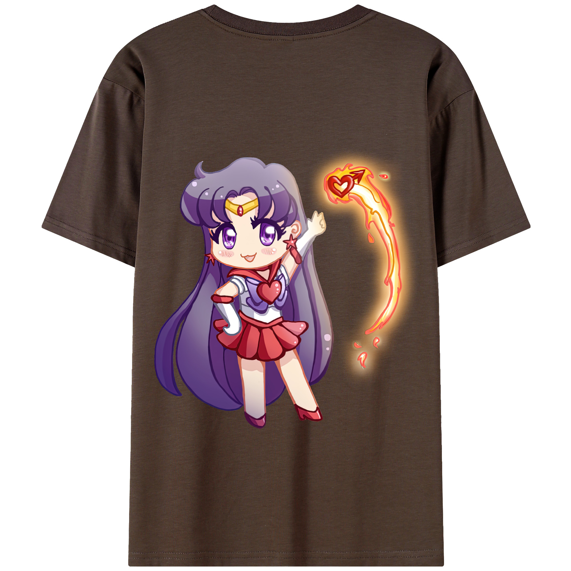 （画像用） 美少女戦士セーラームーン 火野レイ ひの レイ Sailor Moon Hino Rei （セーラーマーズ,Sailor Mars） 綿100％半袖Tシャツ（背面プリント）