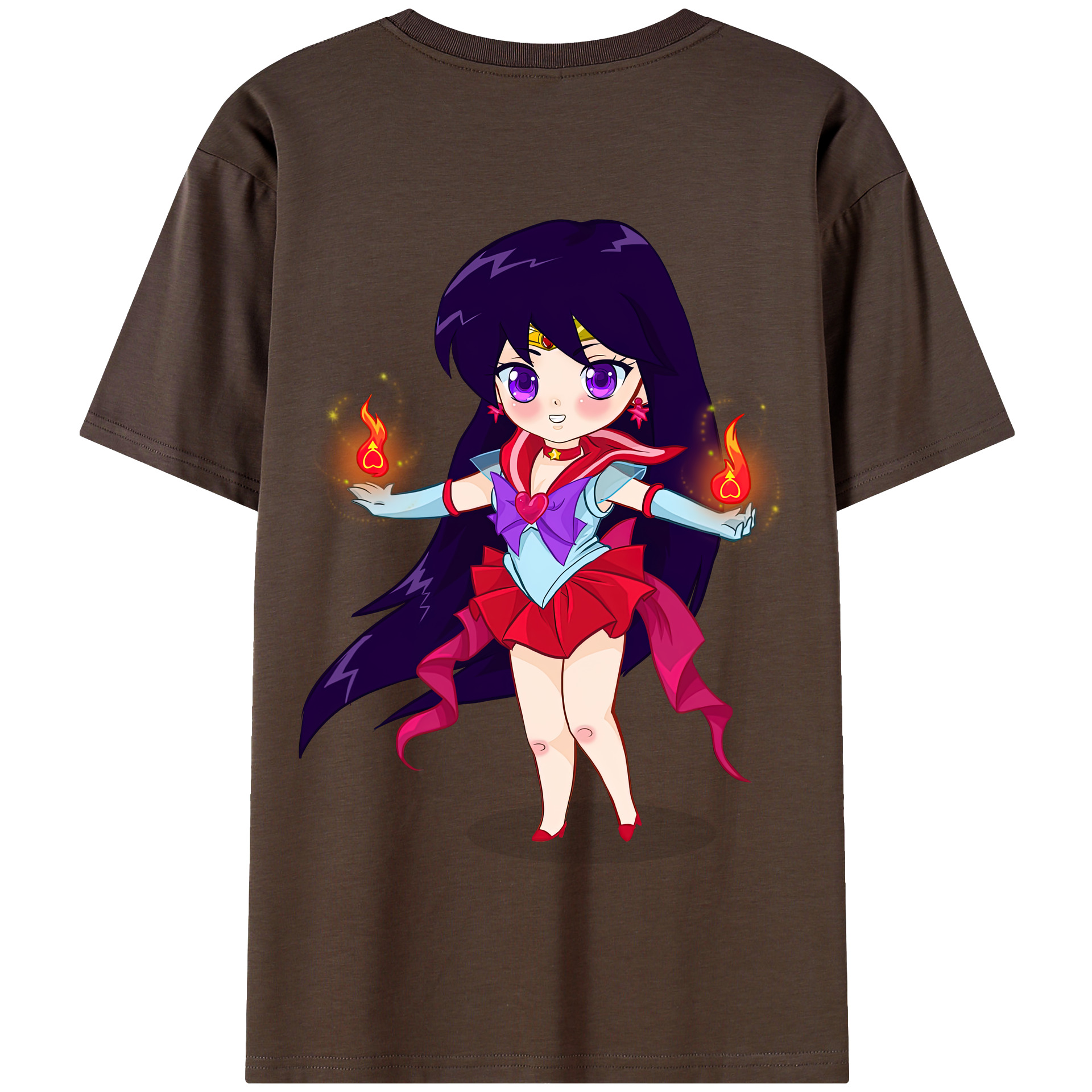 （画像用） 美少女戦士セーラームーン 火野レイ ひの レイ Sailor Moon Hino Rei （セーラーマーズ,Sailor Mars） 綿100％半袖Tシャツ（背面プリント）