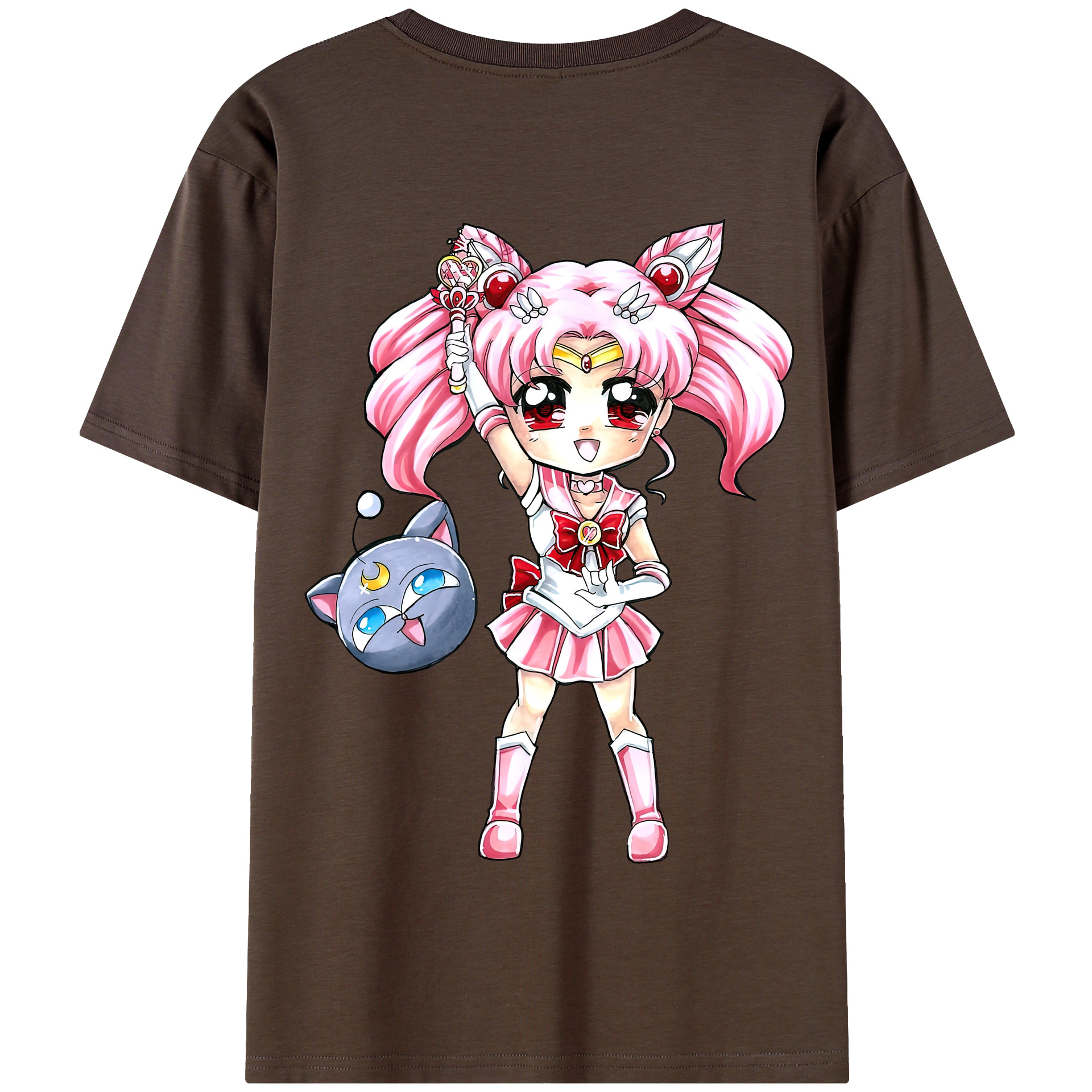 （画像用） 美少女戦士セーラームーン ちびうさ Sailor Moon Chibiusa Tsukino Usagi Small Lady Serenity 綿100％半袖Tシャツ（背面プリント）