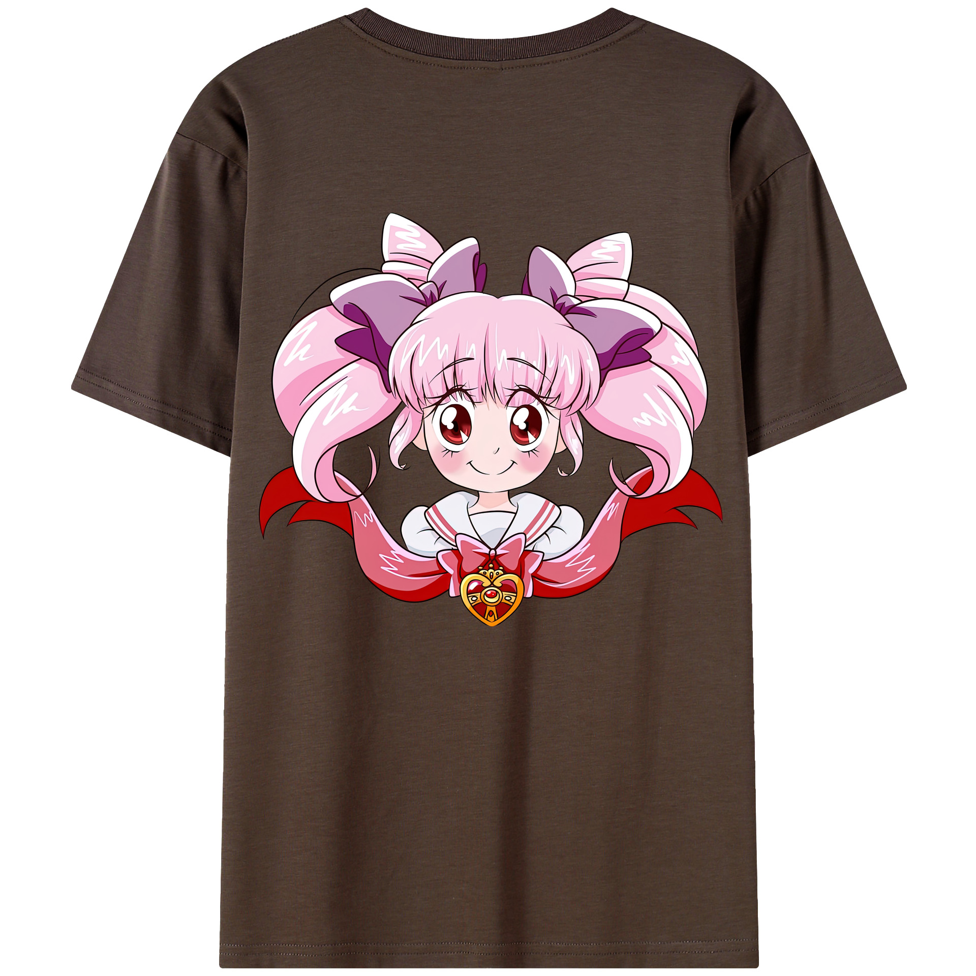 （画像用） 美少女戦士セーラームーン ちびうさ Sailor Moon Chibiusa Tsukino Usagi Small Lady Serenity 綿100％半袖Tシャツ（背面プリント）