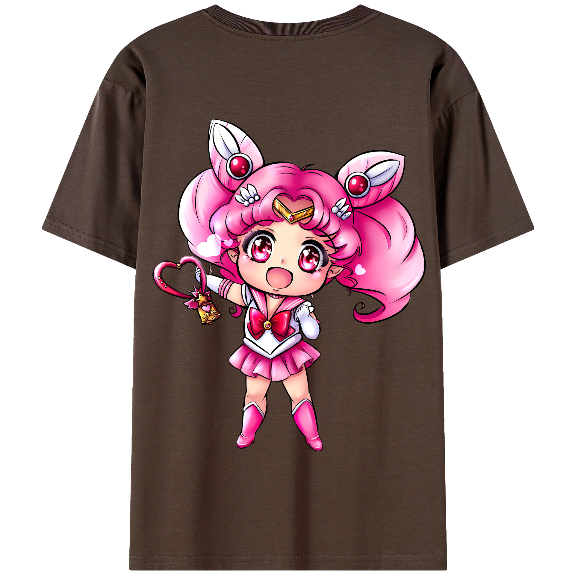 （画像用） 美少女戦士セーラームーン ちびうさ Sailor Moon Chibiusa Tsukino Usagi Small Lady Serenity 綿100％半袖Tシャツ（背面プリント）