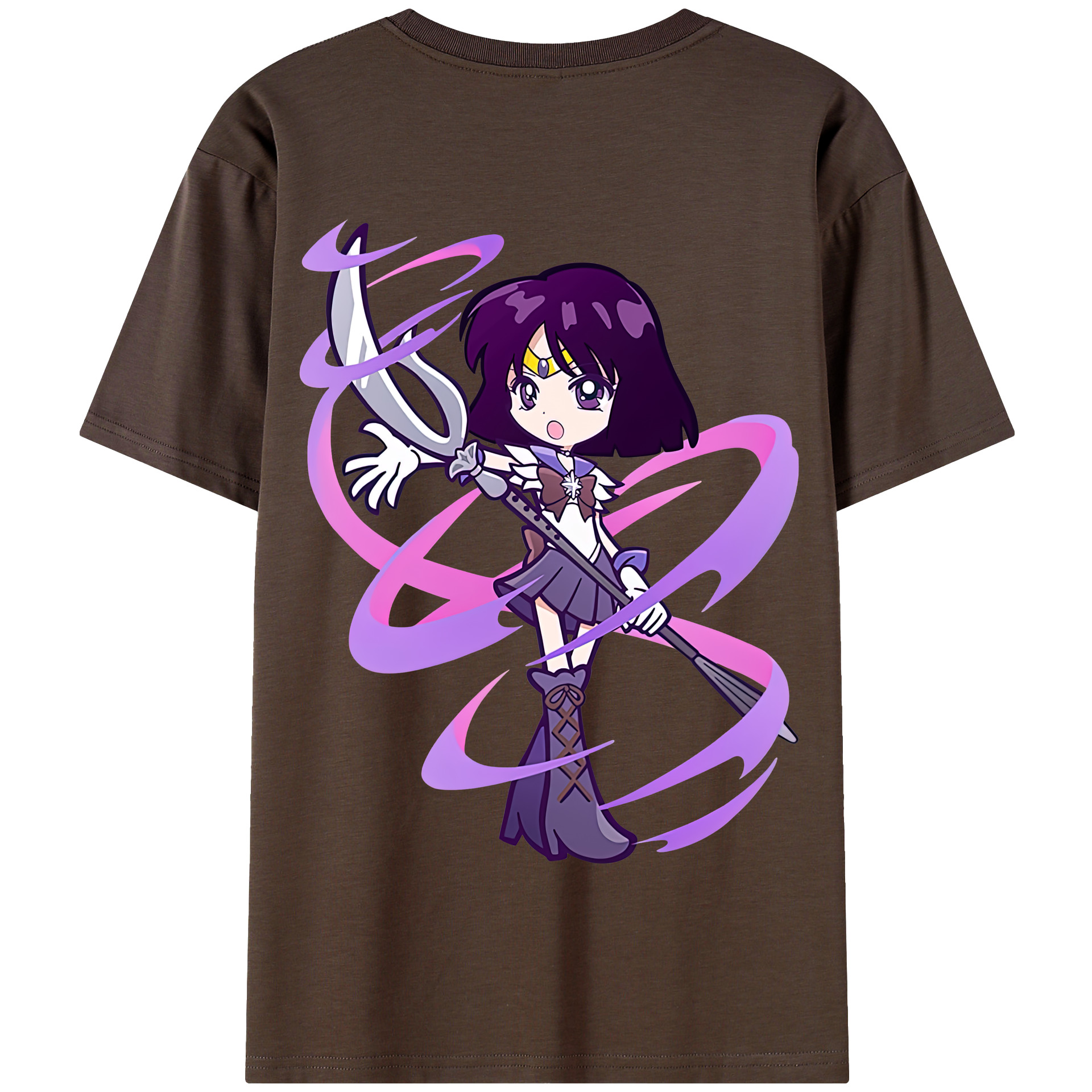 （画像用） 美少女戦士セーラームーン 土萠ほたる Sailor Moon Tomoe Hotaru （セーラーサターン；Sailor Saturn） 綿100％半袖Tシャツ（背面プリント）