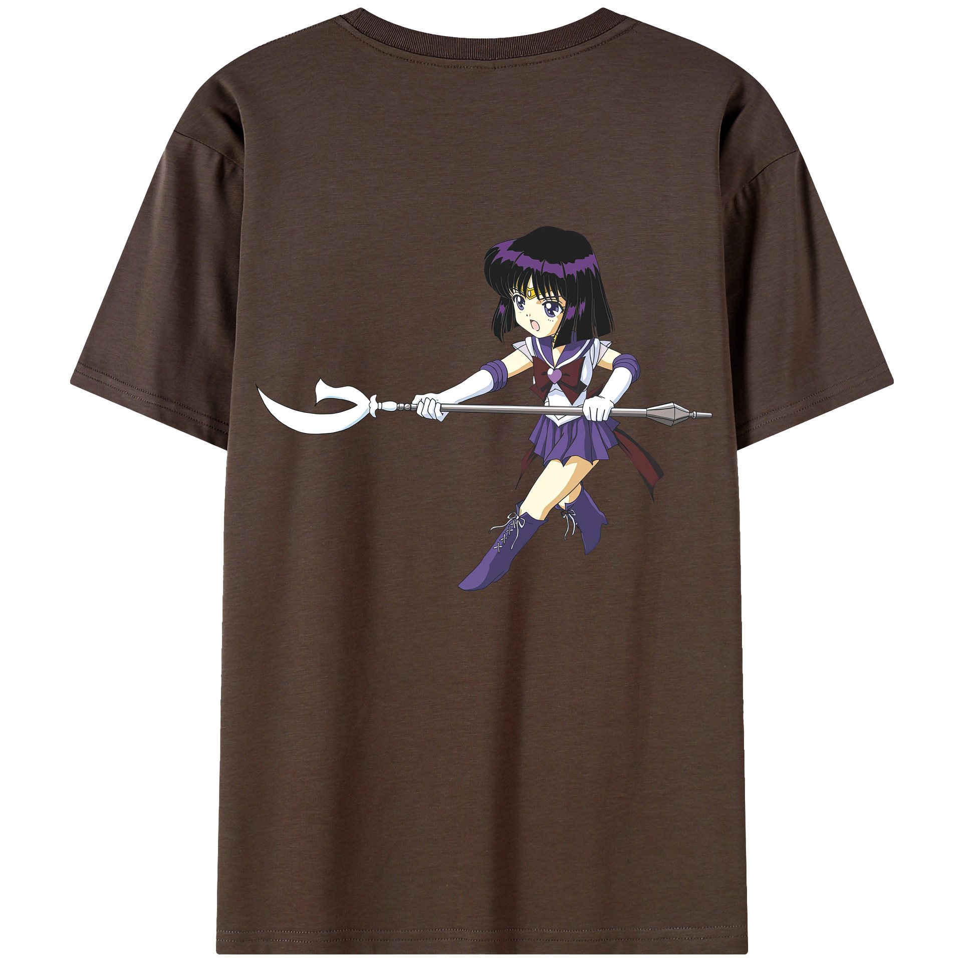 （画像用） 美少女戦士セーラームーン 土萠ほたる Sailor Moon Tomoe Hotaru （セーラーサターン；Sailor Saturn） 綿100％半袖Tシャツ（背面プリント）