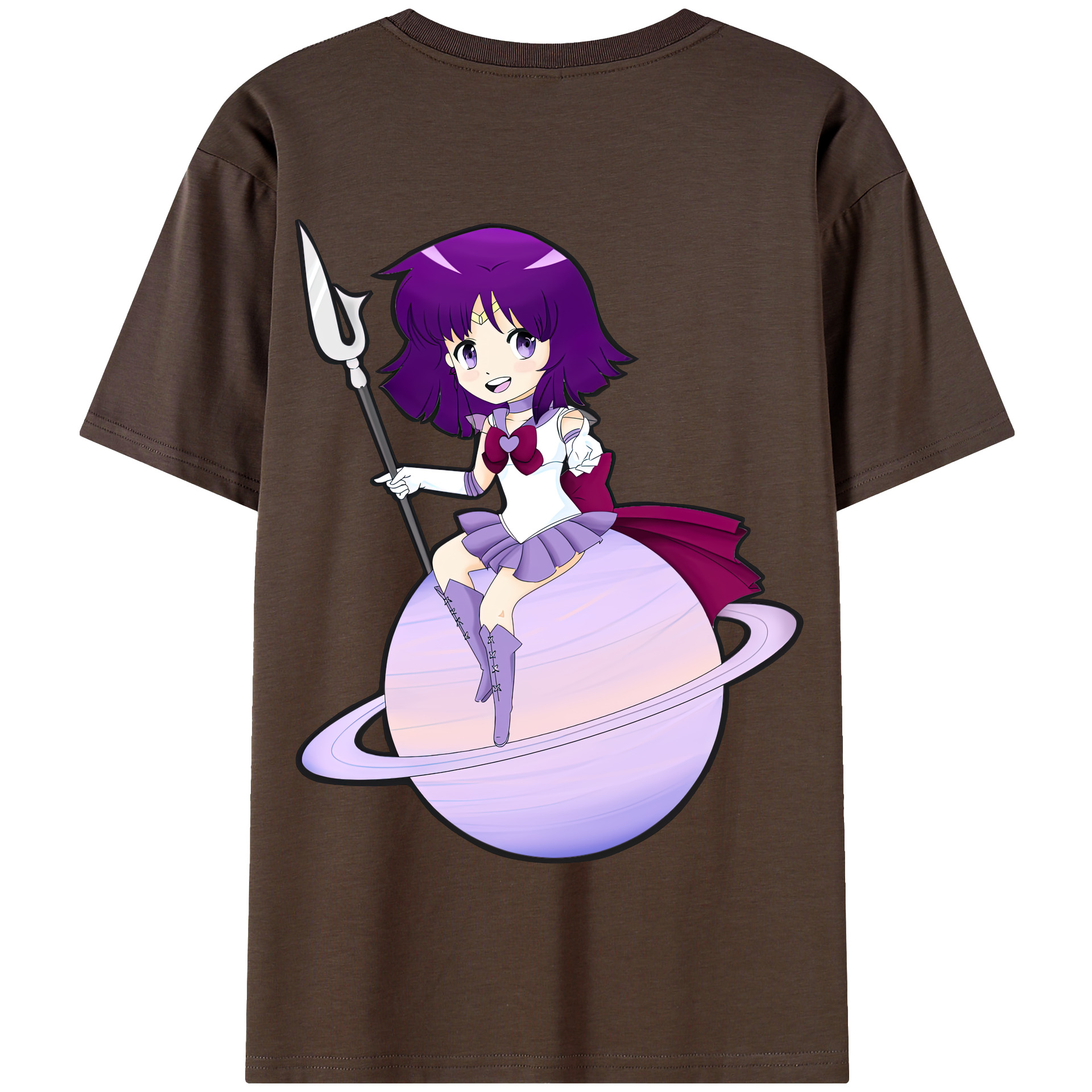 （画像用） 美少女戦士セーラームーン 土萠ほたる Sailor Moon Tomoe Hotaru （セーラーサターン；Sailor Saturn） 綿100％半袖Tシャツ（背面プリント）
